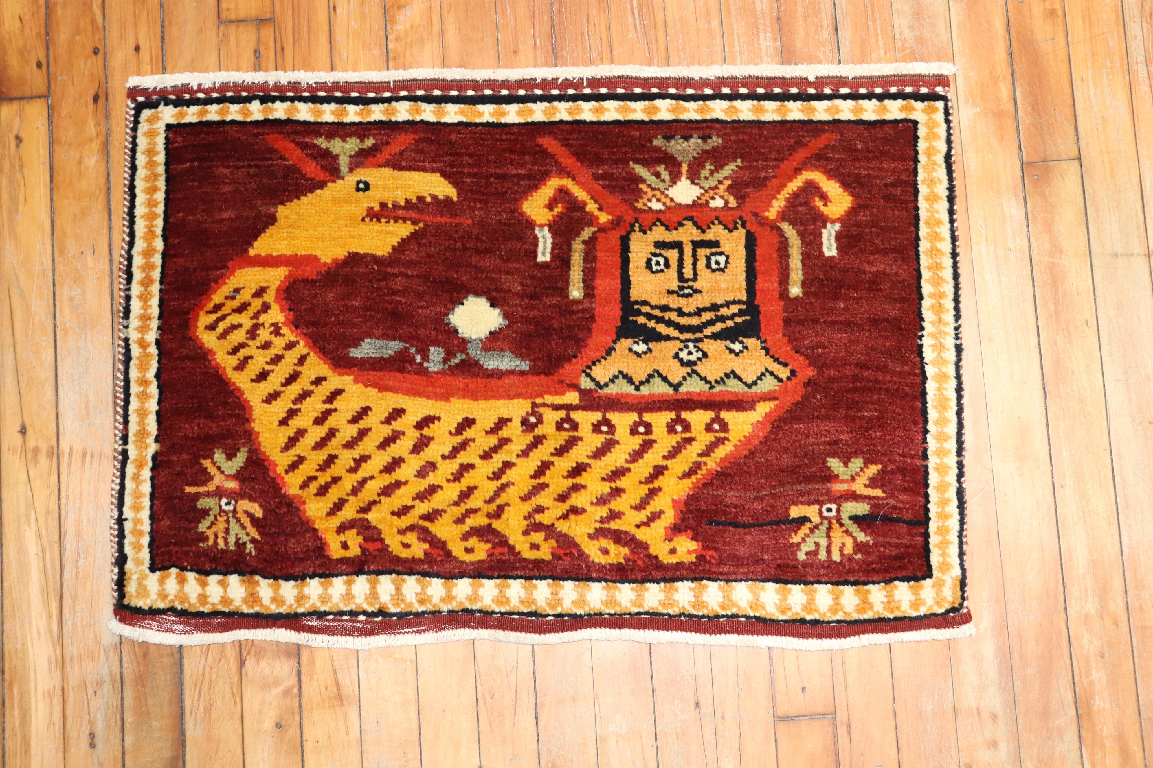Late 20th century one of a kind Turkish pictorial Rug

Measures: 1'11
