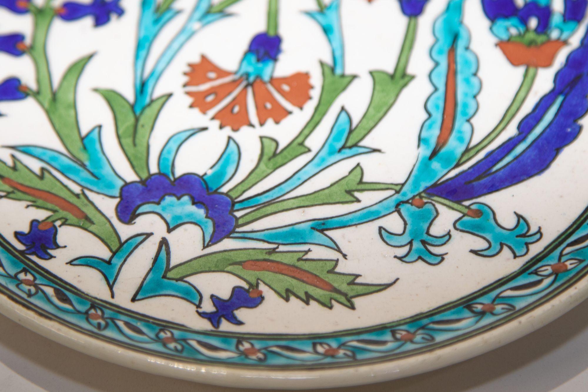 Turkish Polychrome Hand Painted Ceramic Kutahya Platter For Sale 1