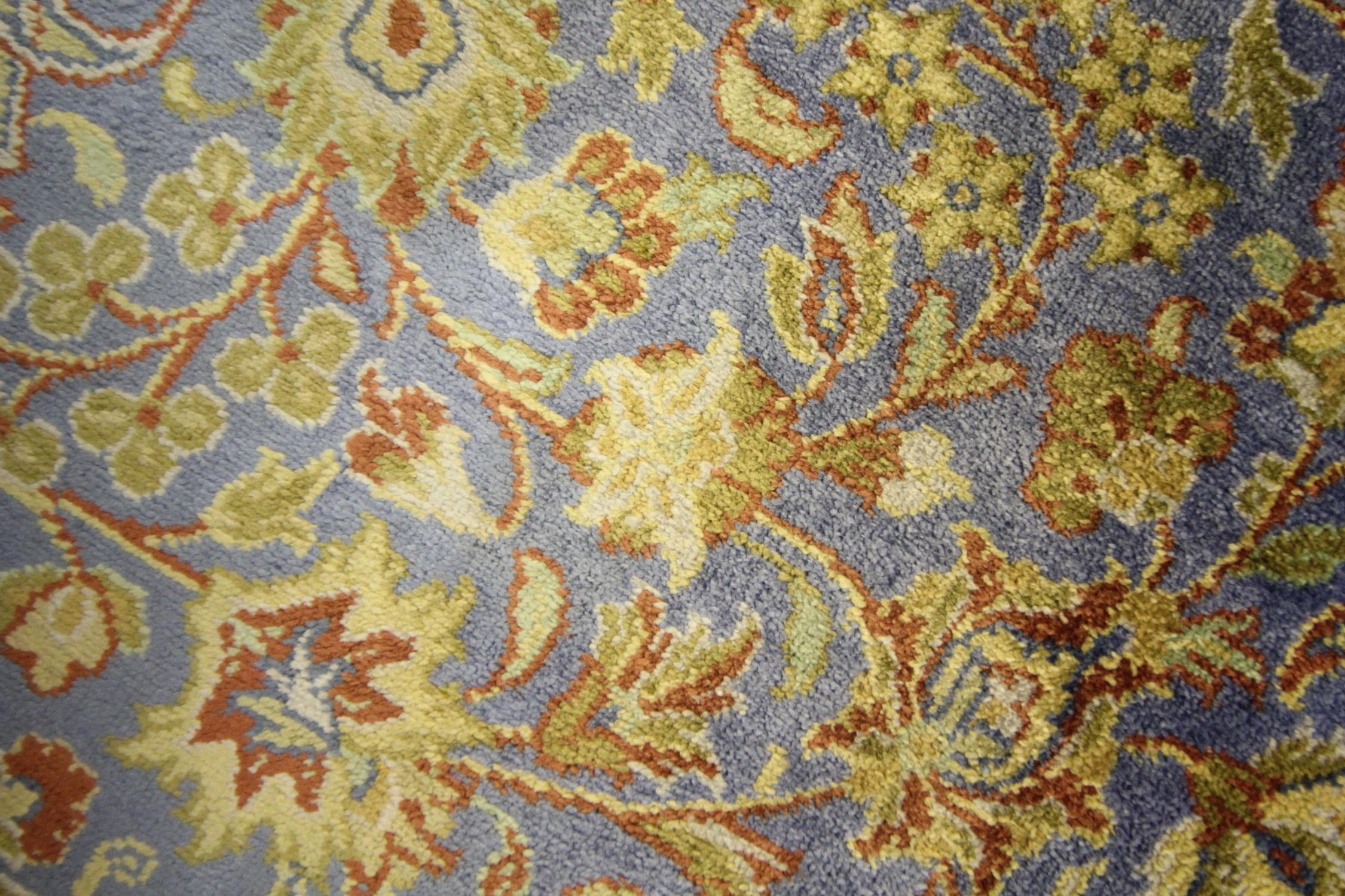 Turkish Pure Silk Rug, Handwoven Oriental Indigo Blue Carpet Rug In Excellent Condition For Sale In Hampshire, GB