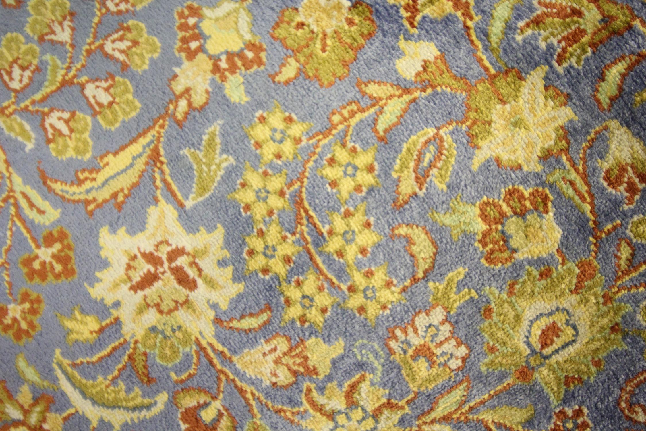 20th Century Turkish Pure Silk Rug, Handwoven Oriental Indigo Blue Carpet Rug For Sale