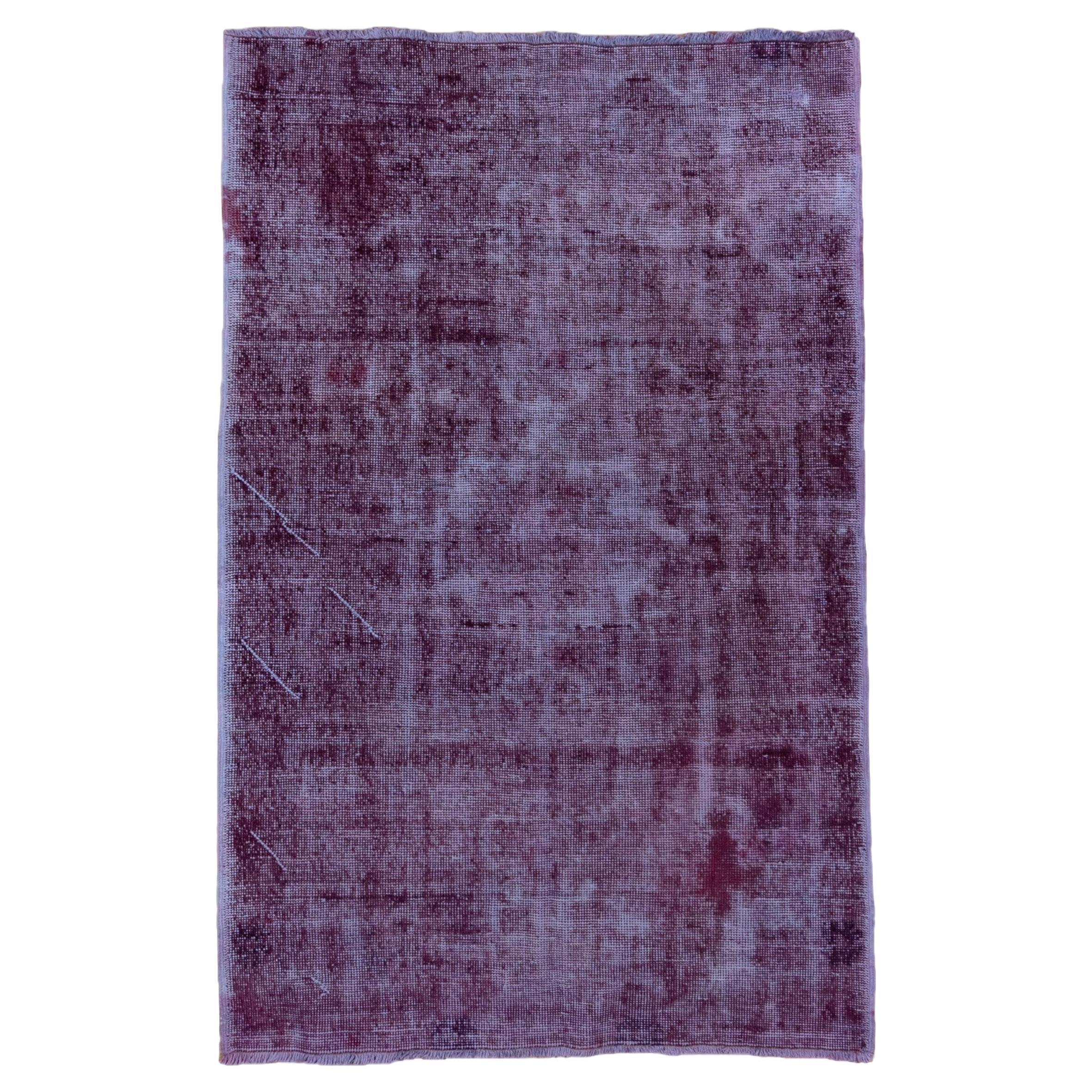 Turkish Purple Shabby Chic Wool Carpet 1950 For Sale