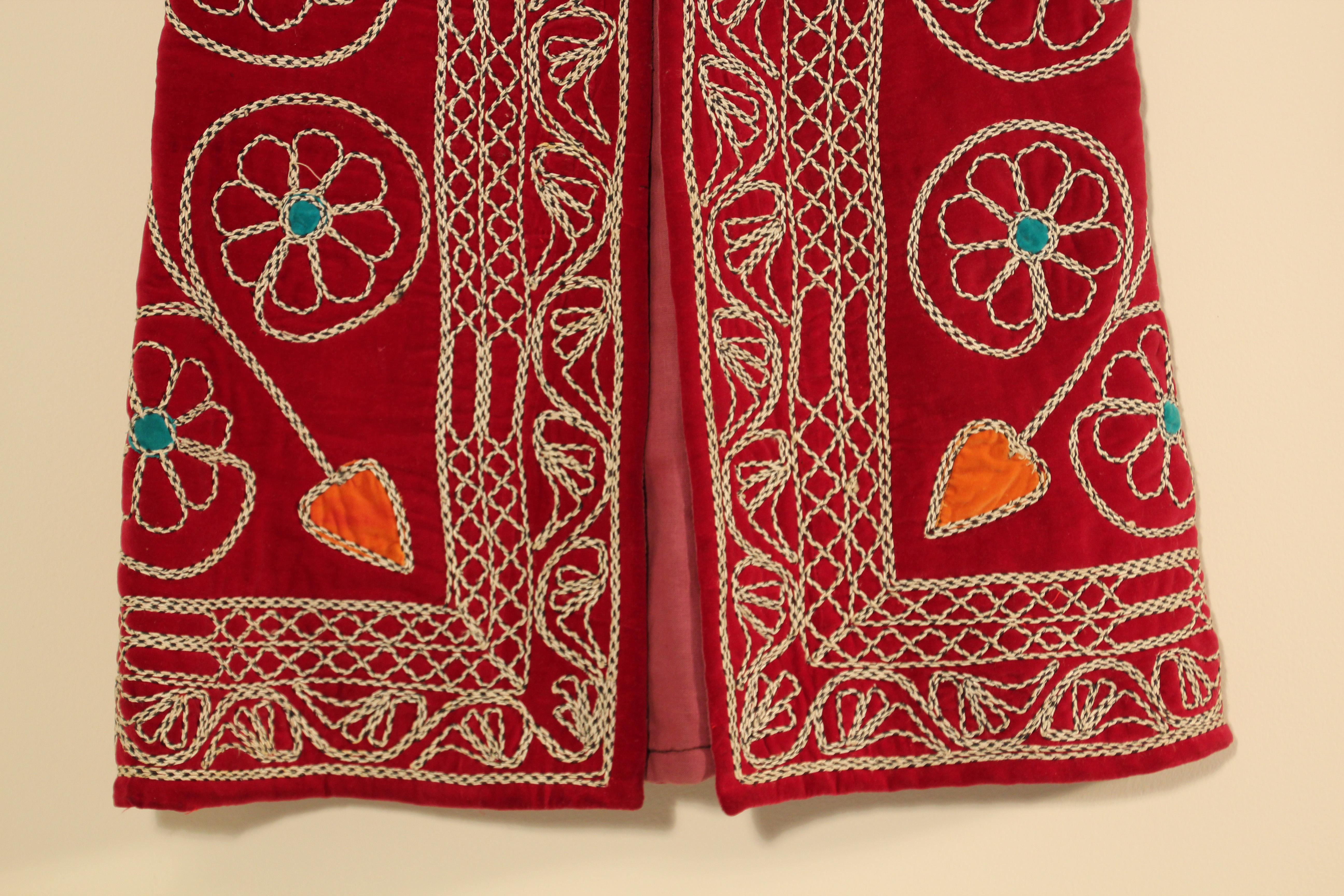 Velvet Turkish Red Ceremonial Folk Traditional Vest For Sale