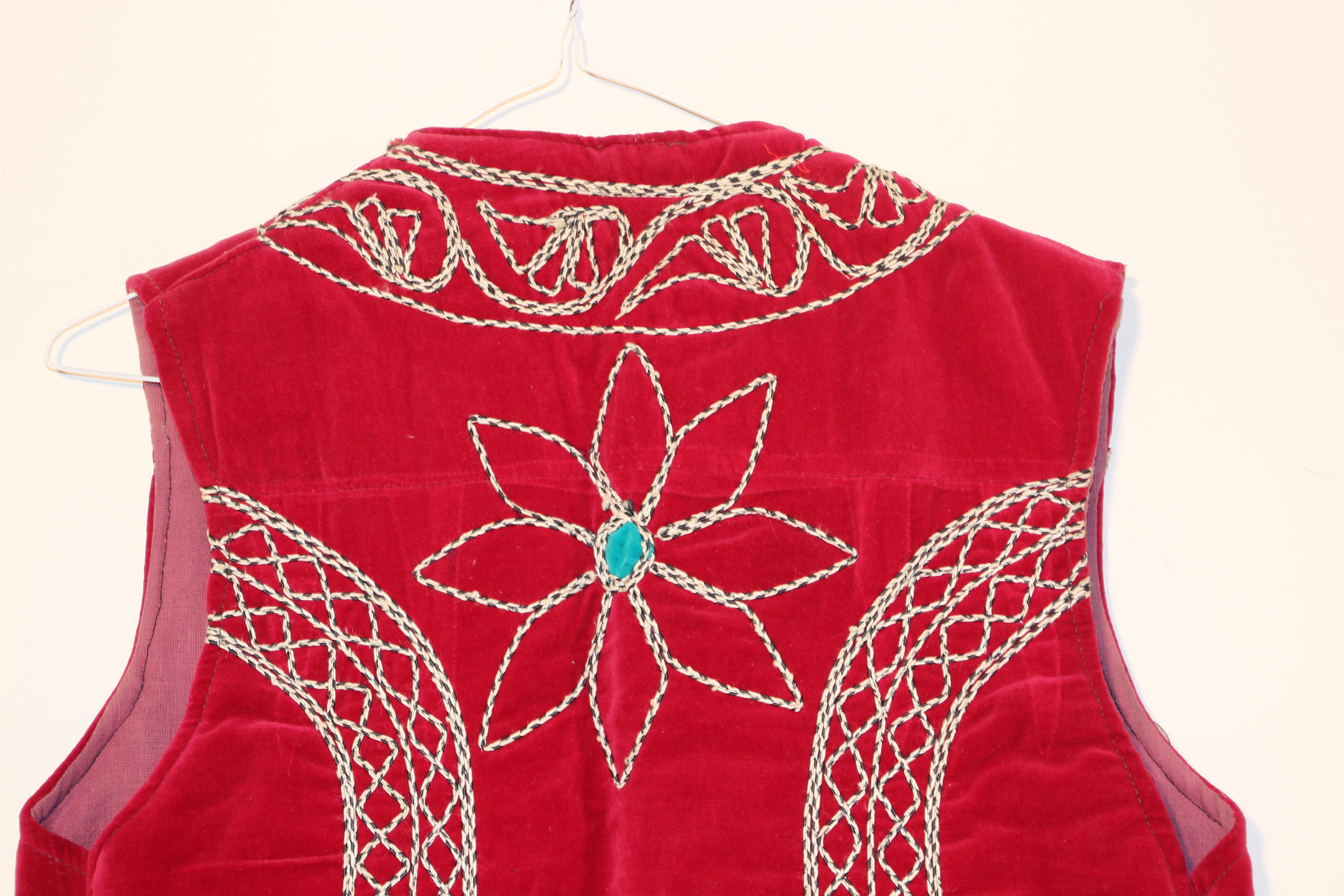 Turkish Vintage Red Ceremonial Folk Traditional Vest For Sale 9