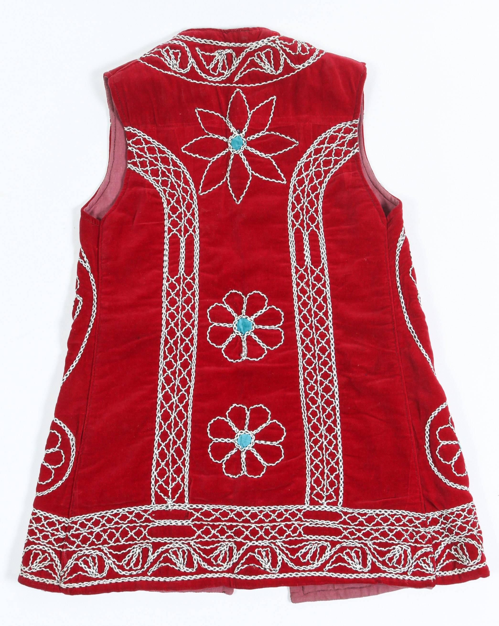 Türkische rote zeremonielle traditionelle Vintage-Weste für Damen oder Herren im Angebot