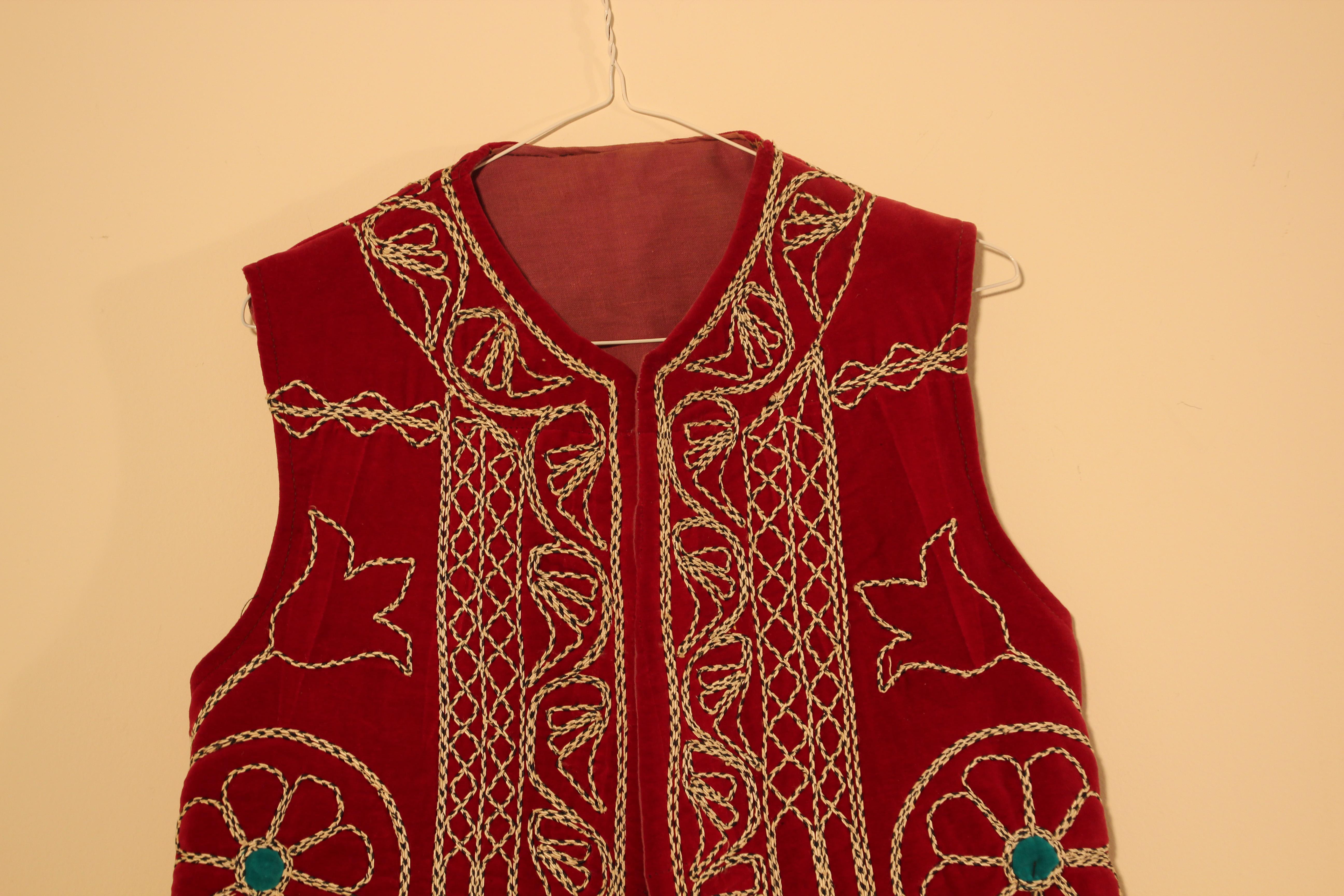 Turkish Vintage Red Ceremonial Folk Traditional Vest For Sale 2