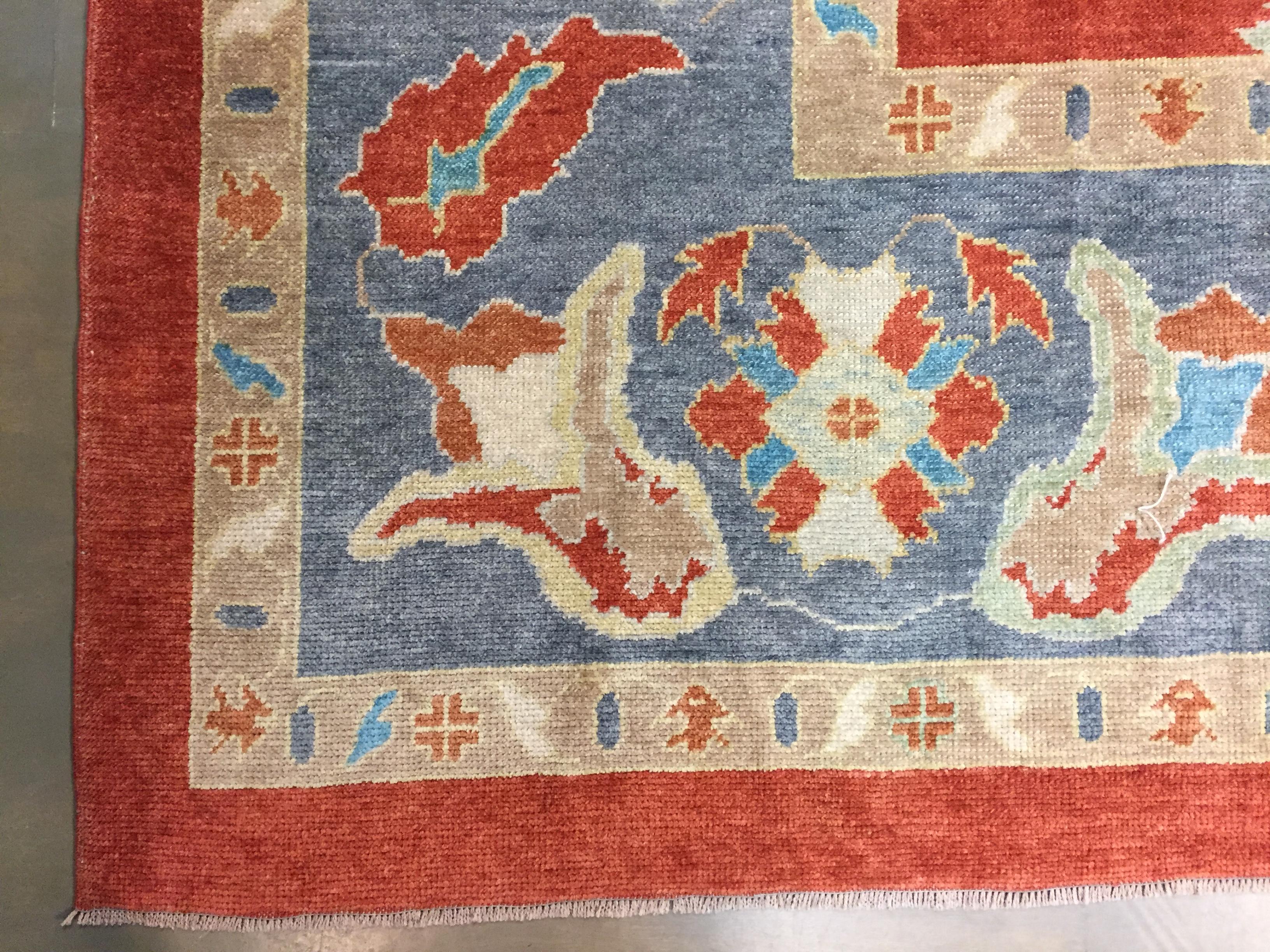 Türkischer roter Oushak-Teppich, 12'10 x 16'1 im Angebot 6