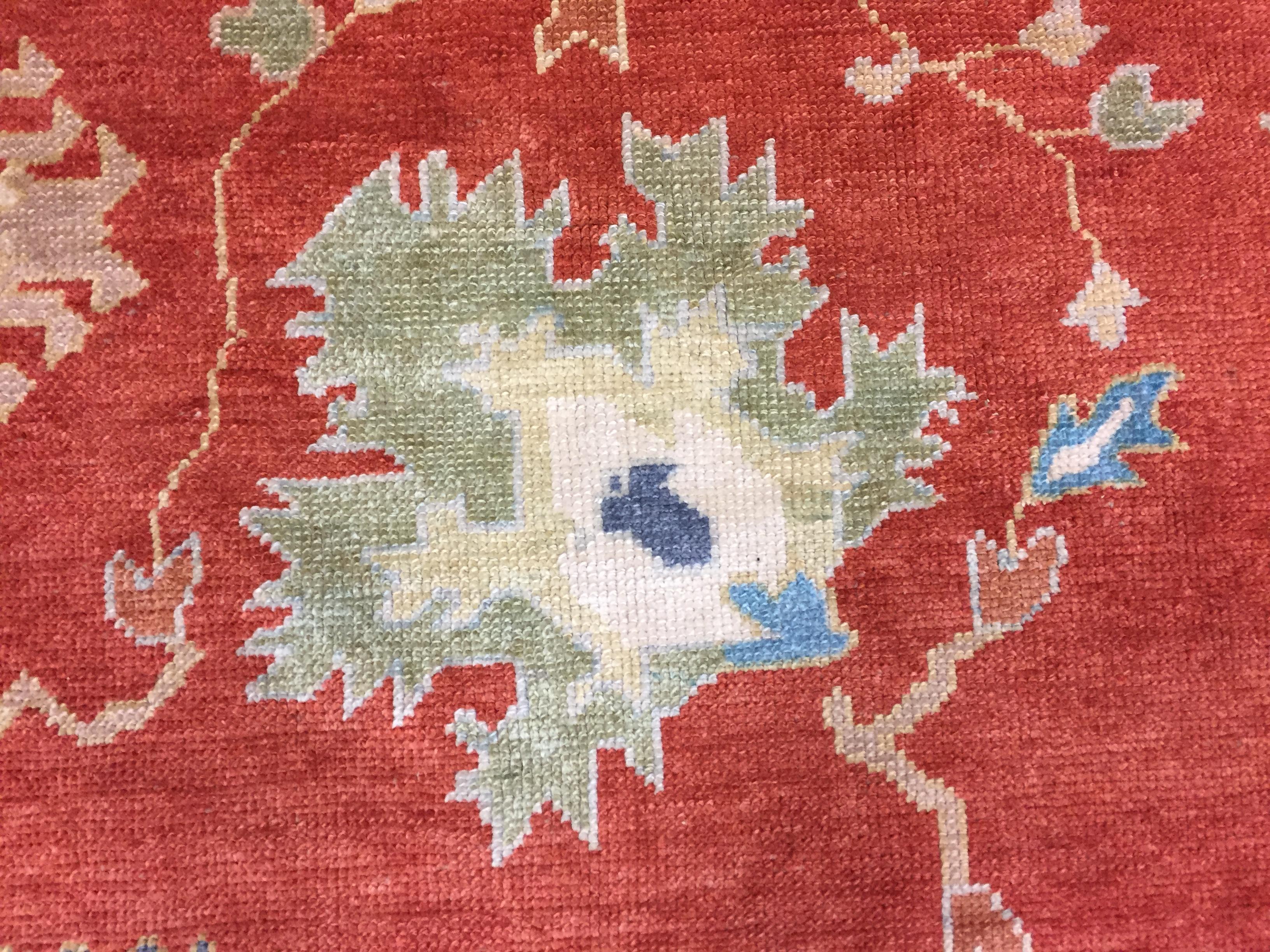 Türkischer roter Oushak-Teppich, 12'10 x 16'1 (21. Jahrhundert und zeitgenössisch) im Angebot