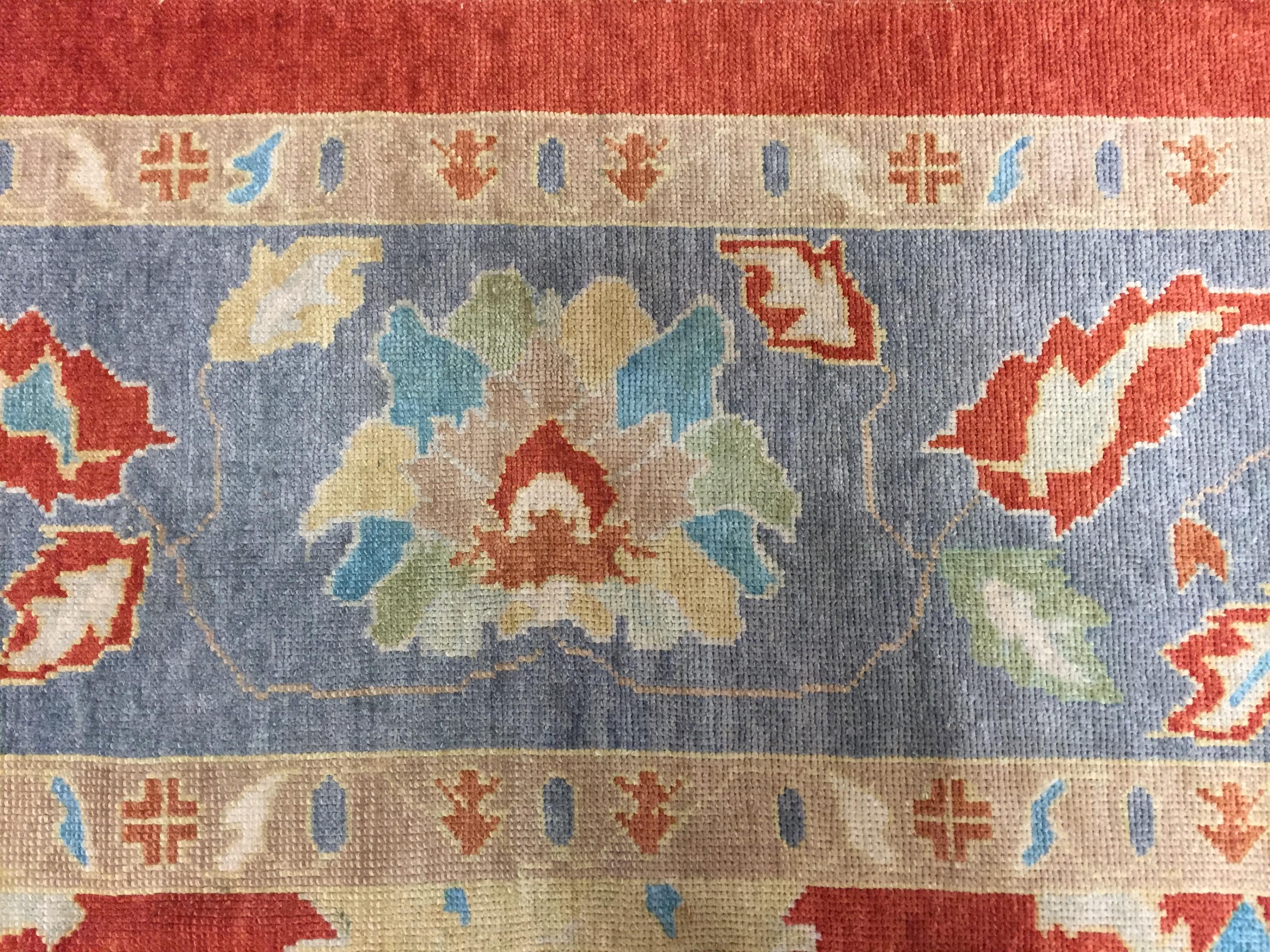 Türkischer roter Oushak-Teppich, 12'10 x 16'1 im Angebot 1