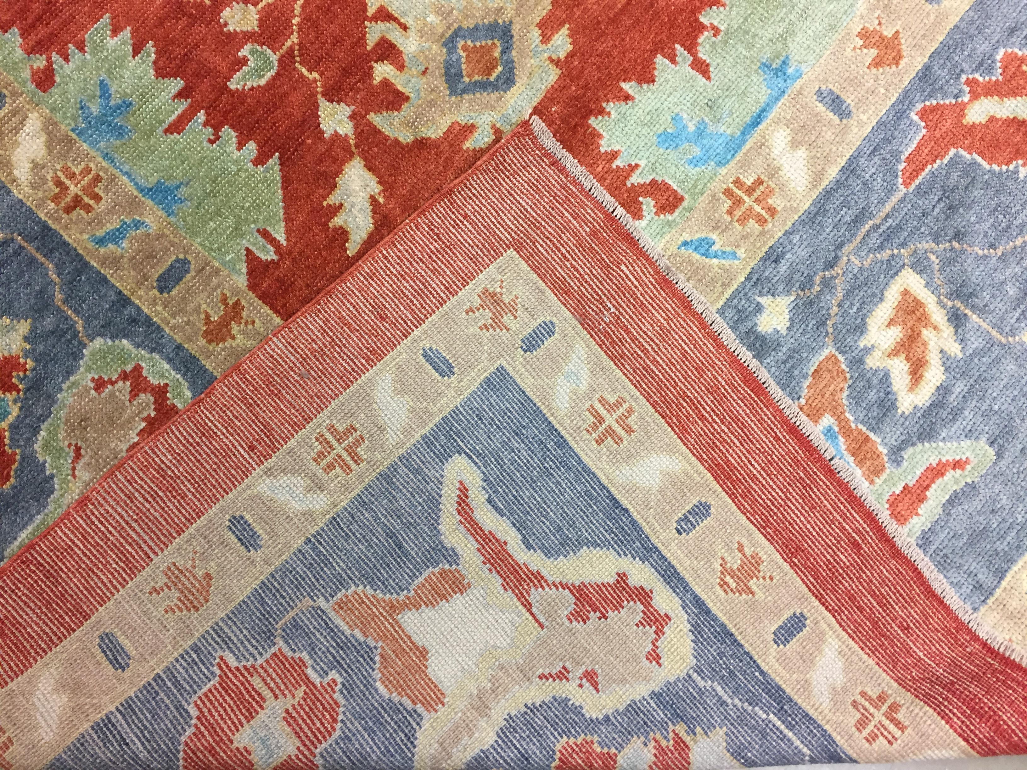 Türkischer roter Oushak-Teppich, 12'10 x 16'1 im Angebot 3
