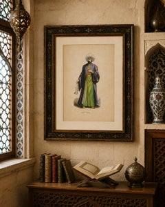 Turkish Religious Scholar - Antique Ottoman Costume Lithograph, c.1852
