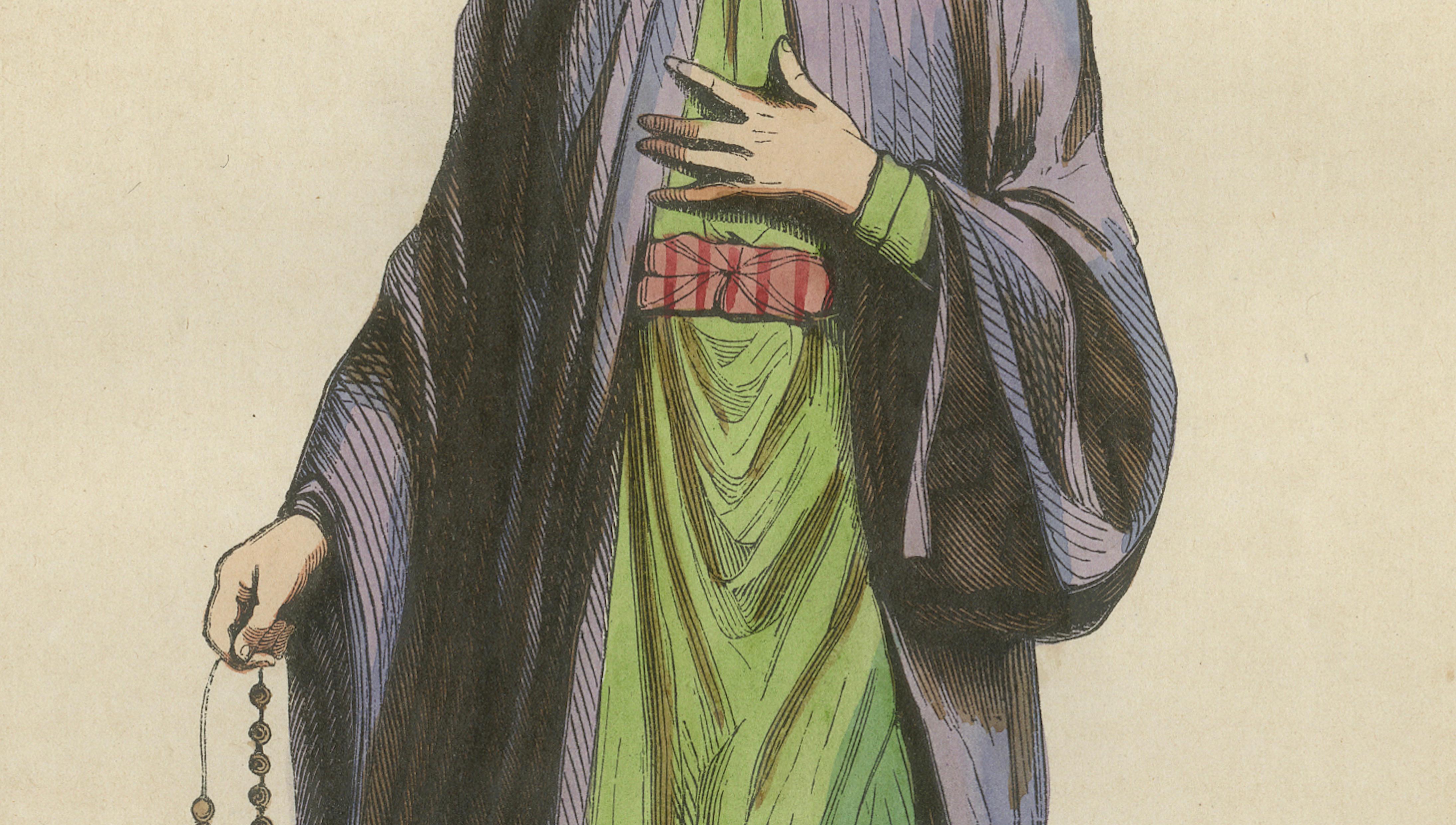 Turkish Religious Scholar - Antique Ottoman Costume Lithograph, c.1852