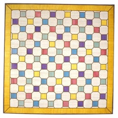 Turkish Retro Kilim Flatweave Wool 10x10 Ivory & Yellow Handmade Square Area Rug