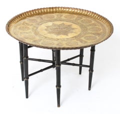 Turkish Round Brass Charger Side Table