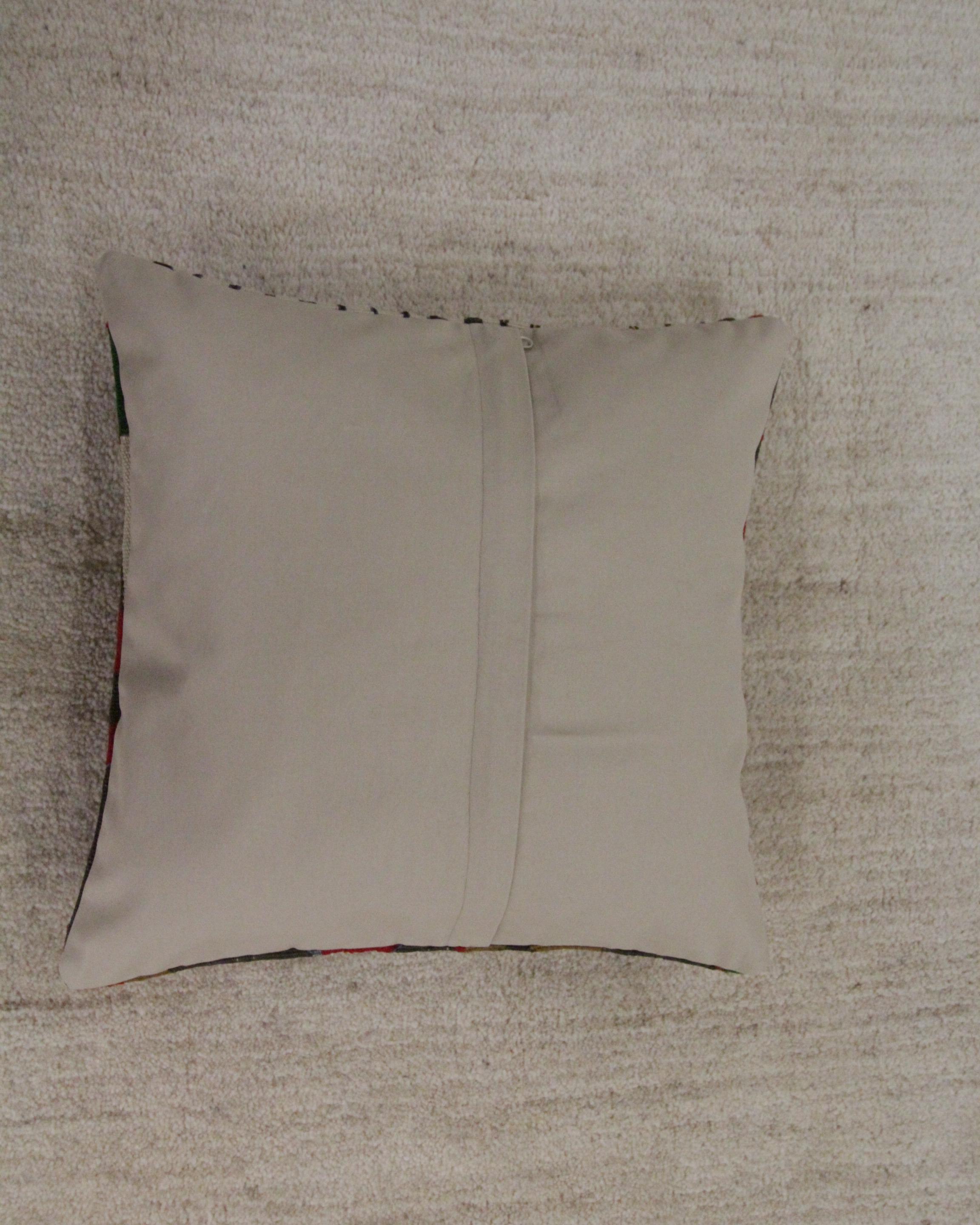 Tribal Turkish Rug Kilim Cushion Cover, Traditional Handmade Pillow Cover