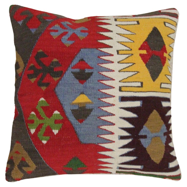 Turkish Rug Kilim Cushion Cover, Traditional Handmade Pillow Cover For Sale  at 1stDibs