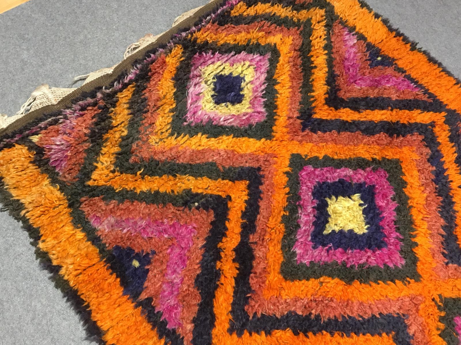 Turkish hand knotted mohair wool rug, hand-knotted in eastern Anatolia.

Turkish rugs and carpets are mainly made iof fine, hand-spun wool, This wonderful and stunning example comes from eastern Anatolia.

This rug was made in a village by a woman.