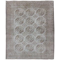 Turkish Rug with Multi-Medallions in Tribal Ersari Design with Brown & Neutrals