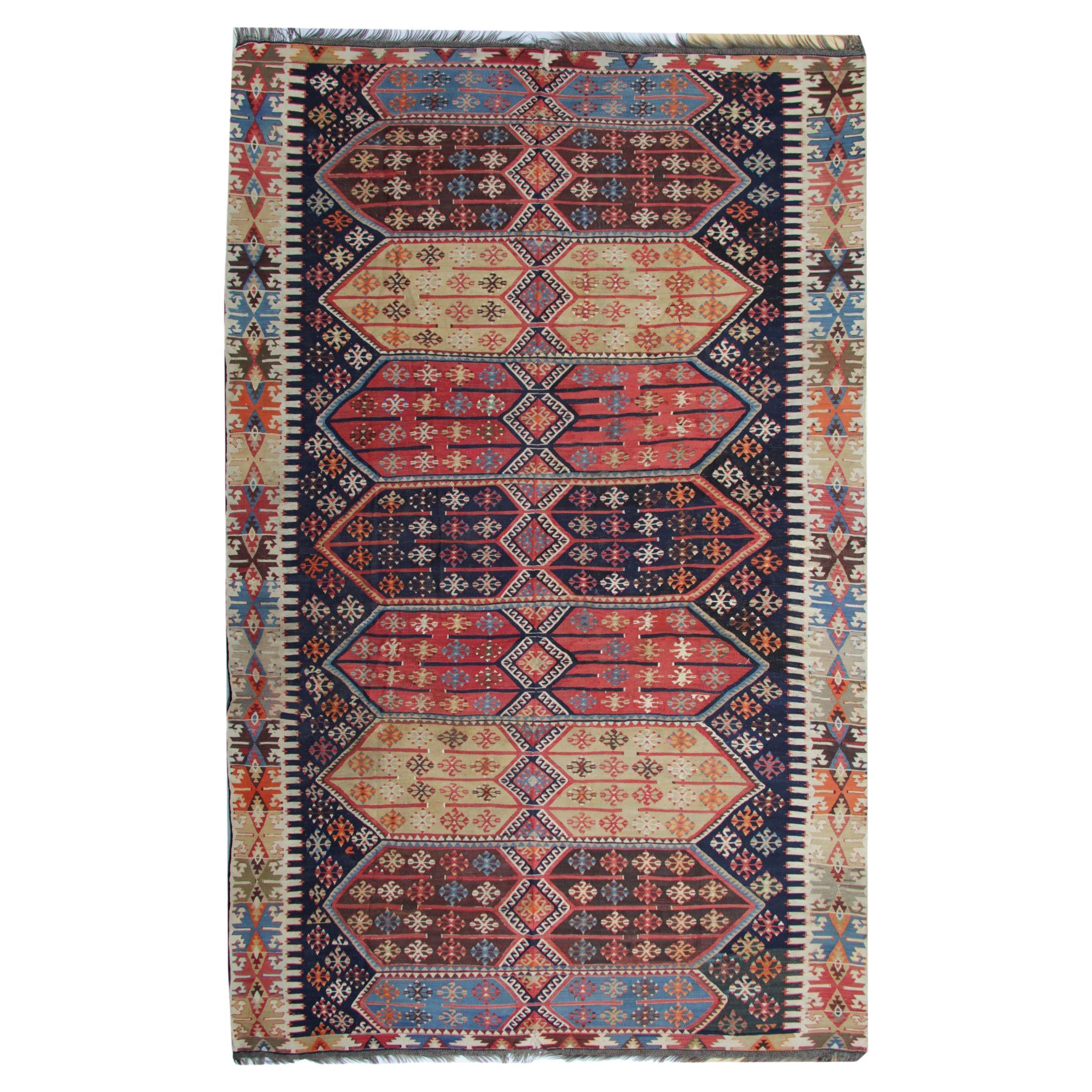 Tapis de Turquie, tapis anciens Kilims de Konya, tapis Kilim fait à la main