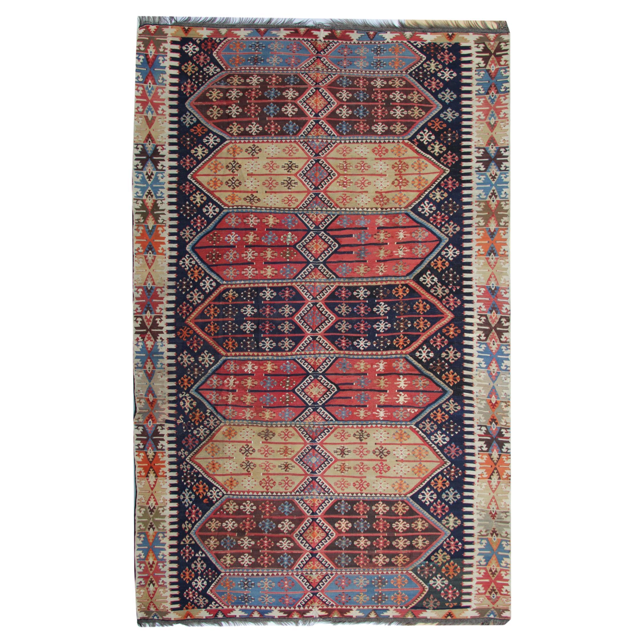 Turkish Rugs, Antique Rugs Kilims from Konya, Handmade Carpet Kilim Rug