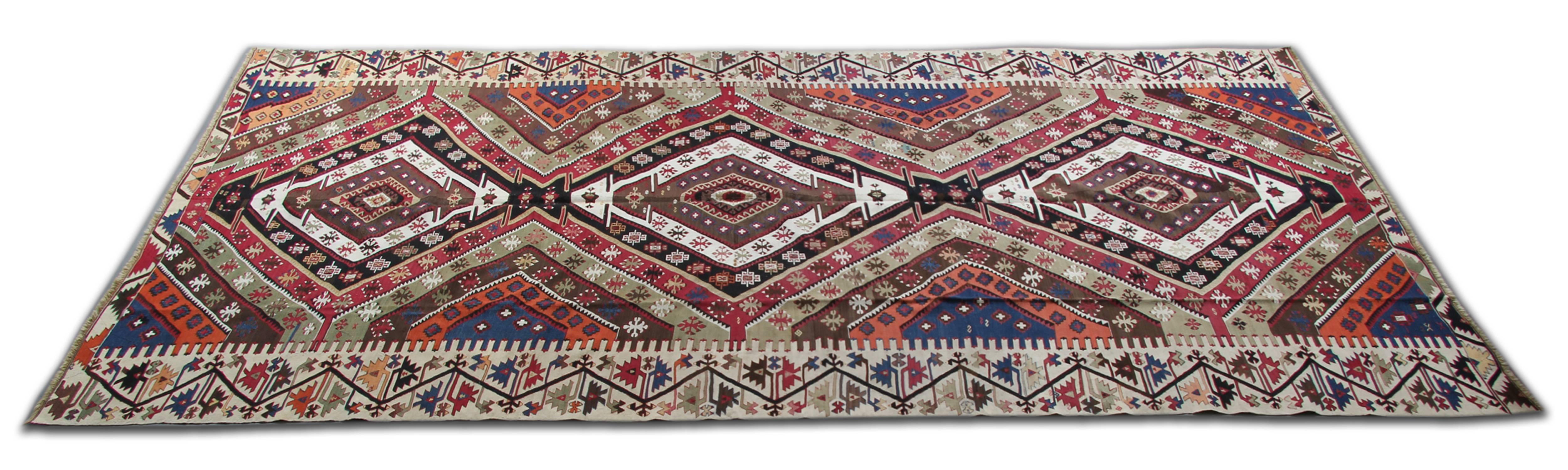 This handmade carpet Geometrical Turkish rug is antique rug traditional handwoven runner rugs come from the Oriental rug design world. This kind of carpet runners is suitable for stair runners and hallway rugs. in a striking color combination of