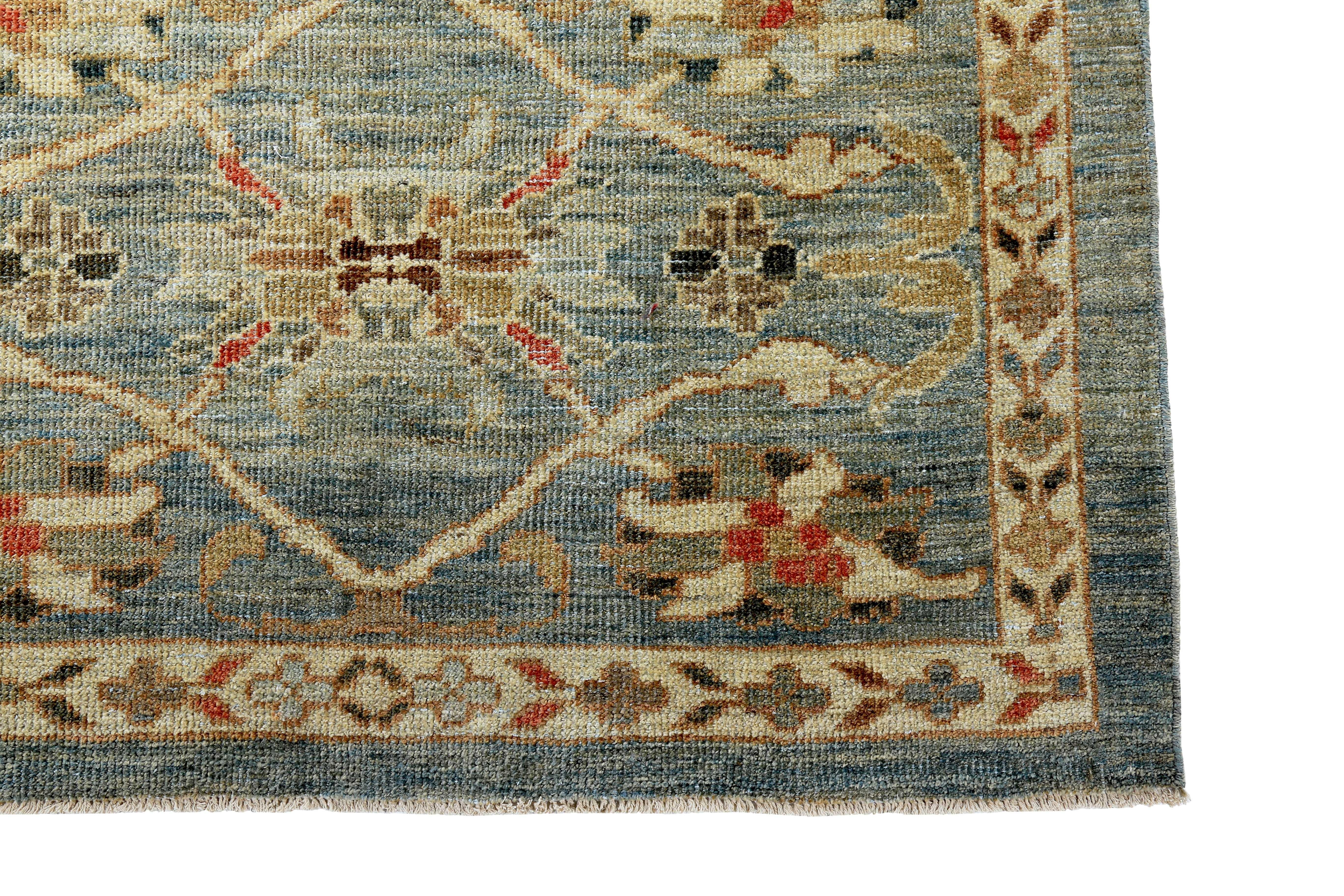 Hand-Woven Turkish Runner Rug Sultanabad Design with Red and Ivory Botanical Details For Sale