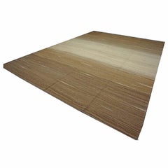 Turkish Safari Kilim Flatweave Wool 10x14 Brown & Ivory Handmade Area Rug