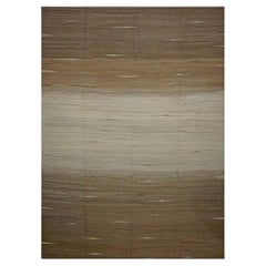 Turkish Safari Kilim Flatweave Wool 10x14 Brown & Ivory Handmade Area Rug