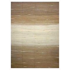 Turkish Safari Kilim Flatweave Wool 10x14 Brown & Ivory Handmade Area Rug