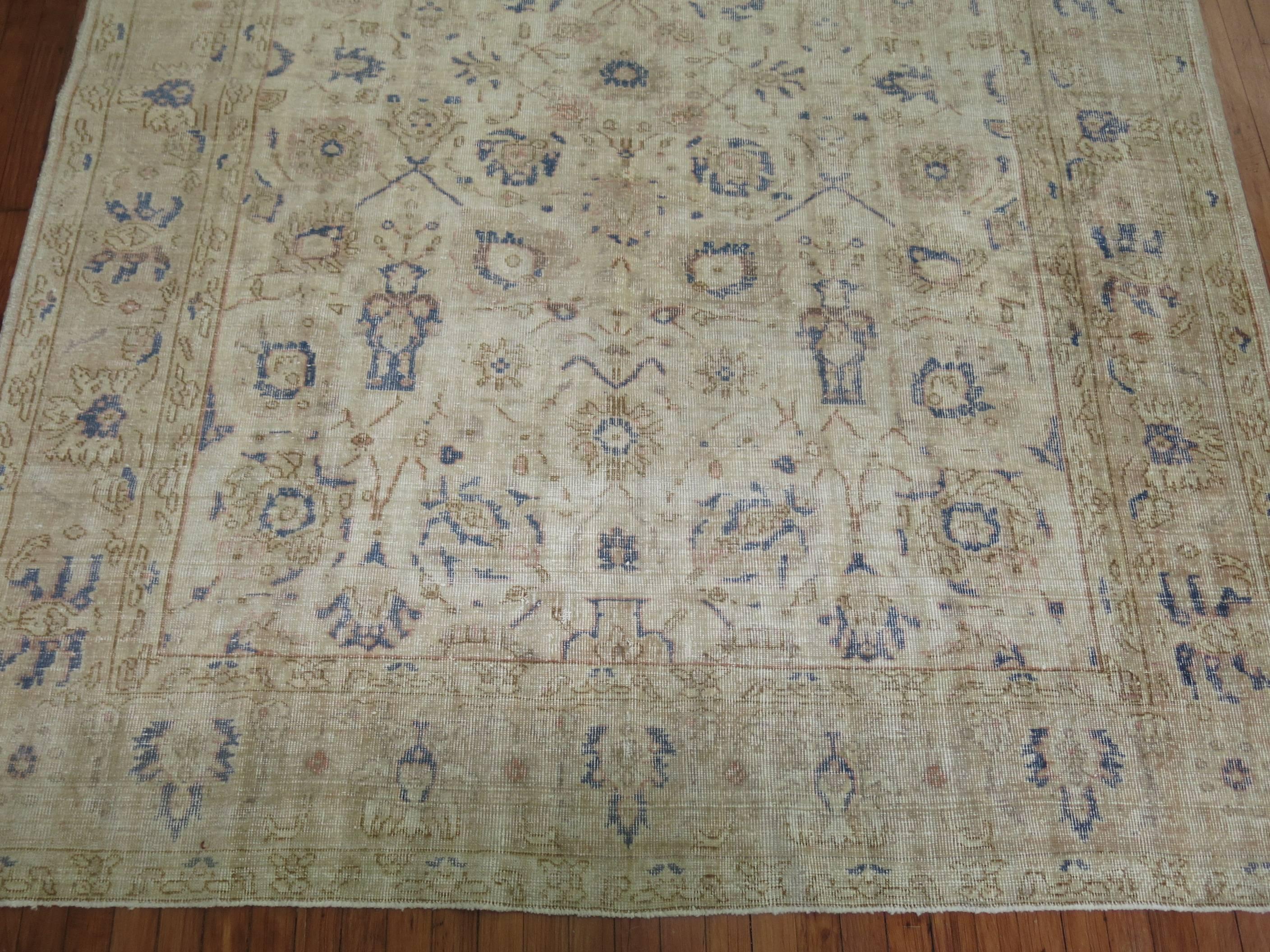 One-of-a-kind worn midcentury predominantly white Turkish rug.

6'8'' x 9'4''