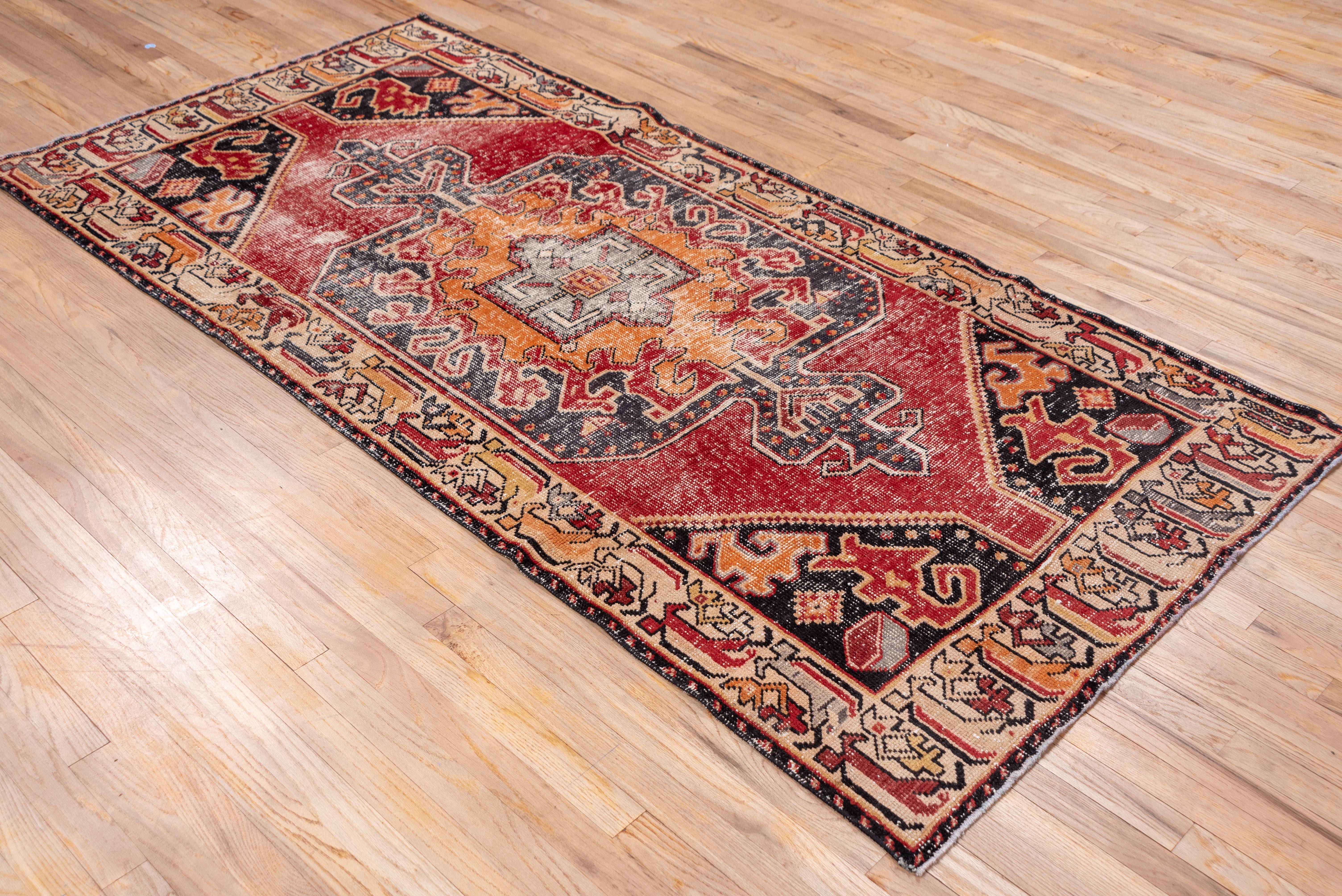 Mid-20th Century Turkish Shabby Chic Rug 1960 Persian Influence For Sale