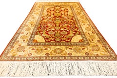 Turkish Signed Hereke 'herekeh' Silk&Metal Thread Rug, 1950-1970