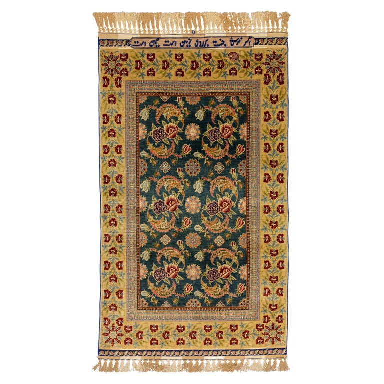 Turkish Silk and Metal Hereke Rug, 19501970 For Sale at 1stDibs