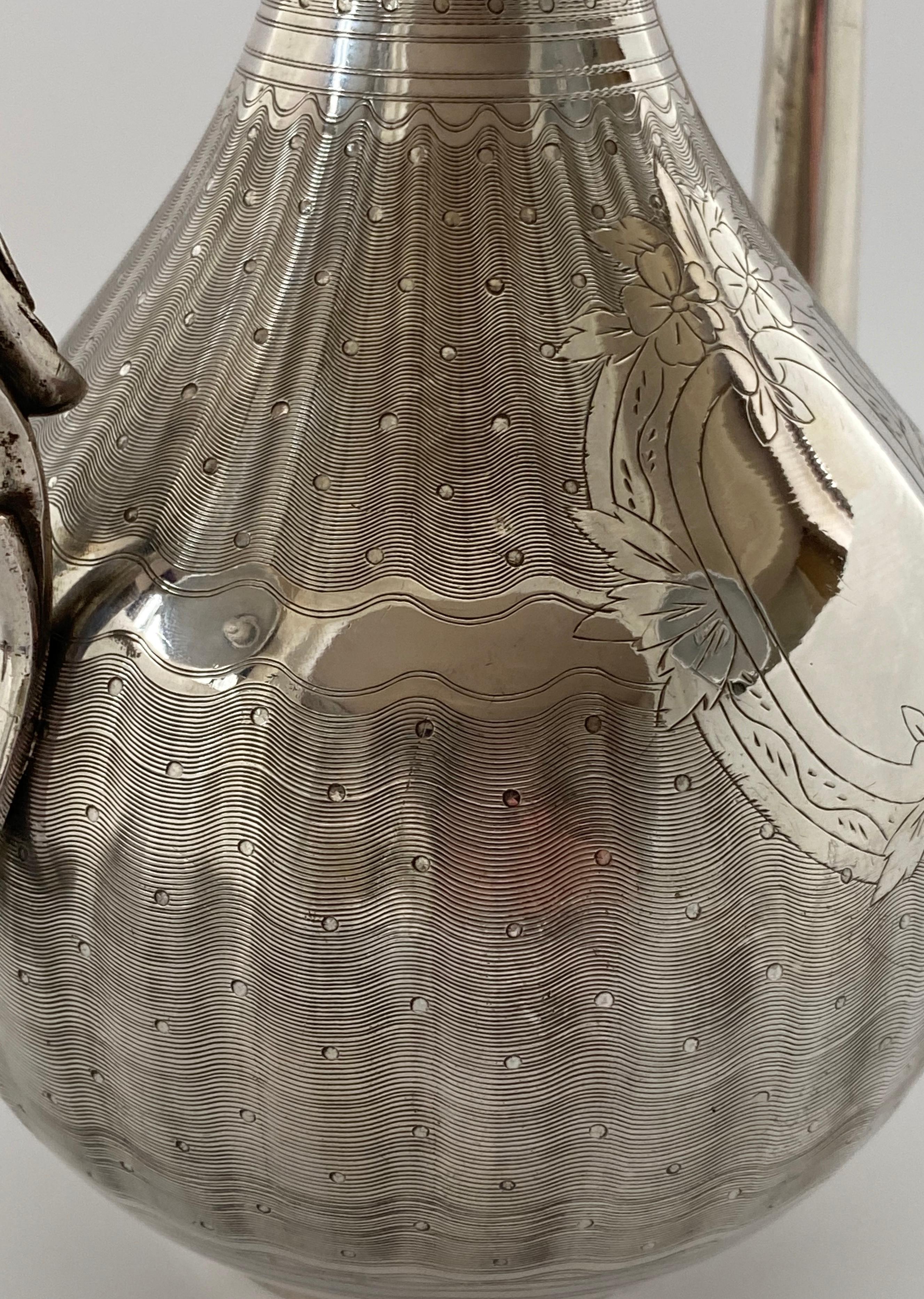 Turkish Silver Ewer and Cover, Tourgha Mark, Islamic Market, 19th Century 7
