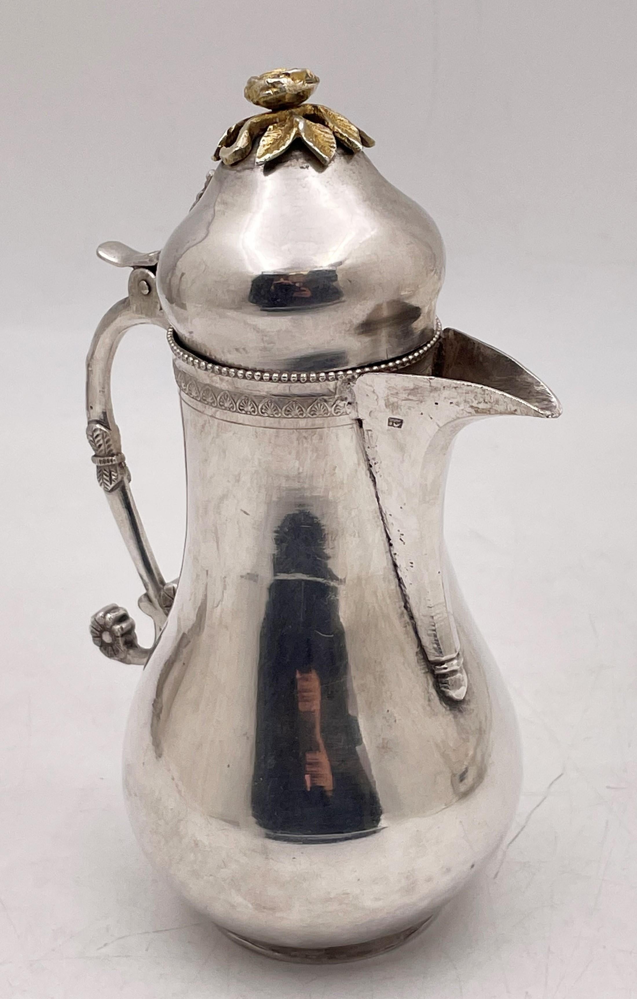Turkish Silver Teapot with Gilt Rose Finial In Good Condition For Sale In New York, NY
