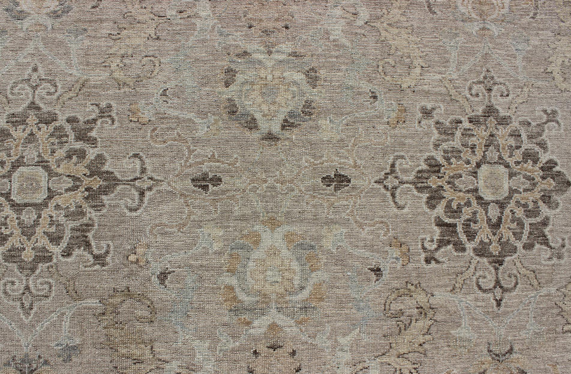 Turkish Sivas Fine Weave Rug in Taupe, Gray, Ivory and Brown and Cream Colors For Sale 2