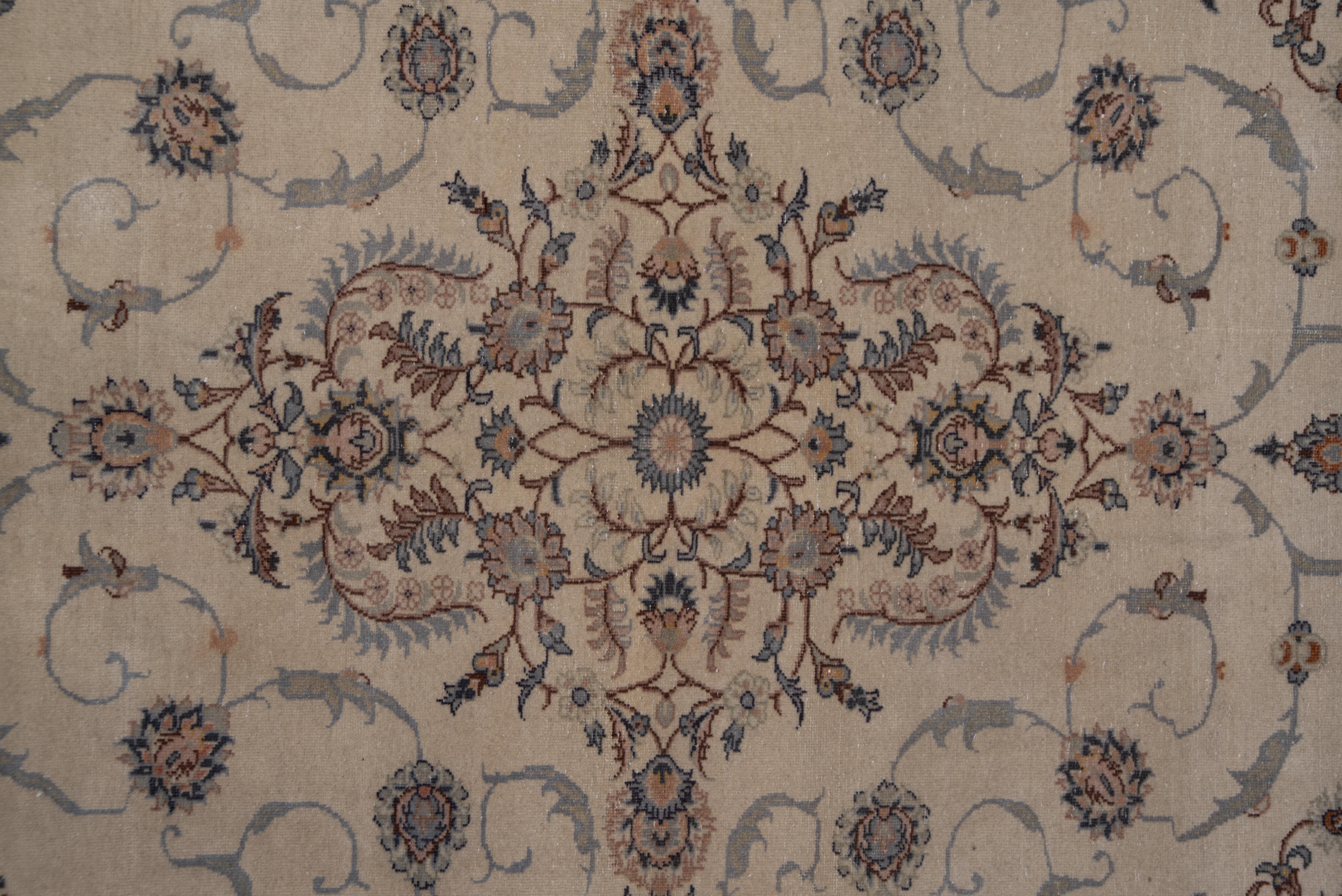 Wool Turkish Sivas in Delicate Royal Crest Pattern with Ivory-Like Off White Field For Sale