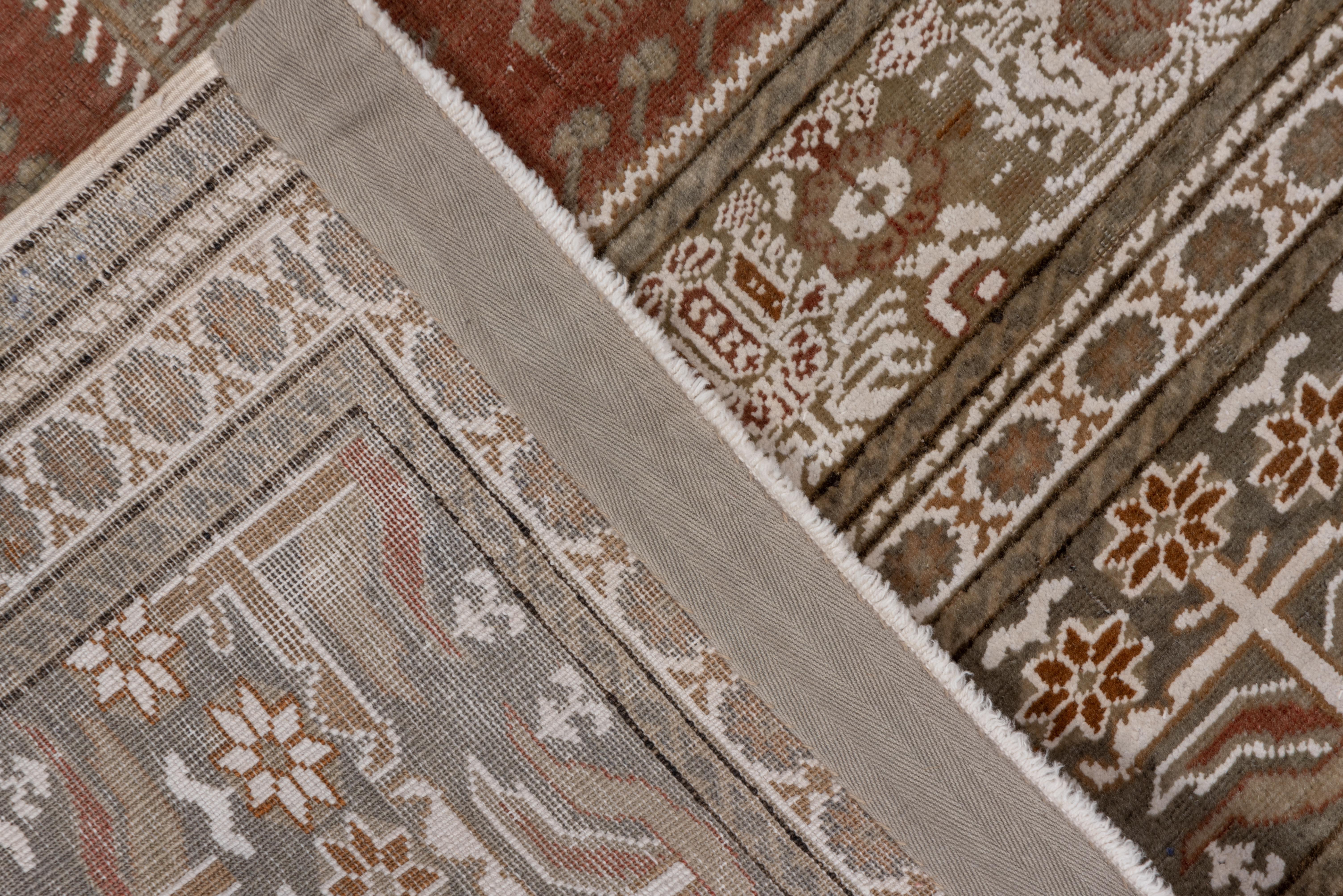 Hand-Knotted Turkish Sivas in Dusted Ivory and Soft Golden Orange For Sale