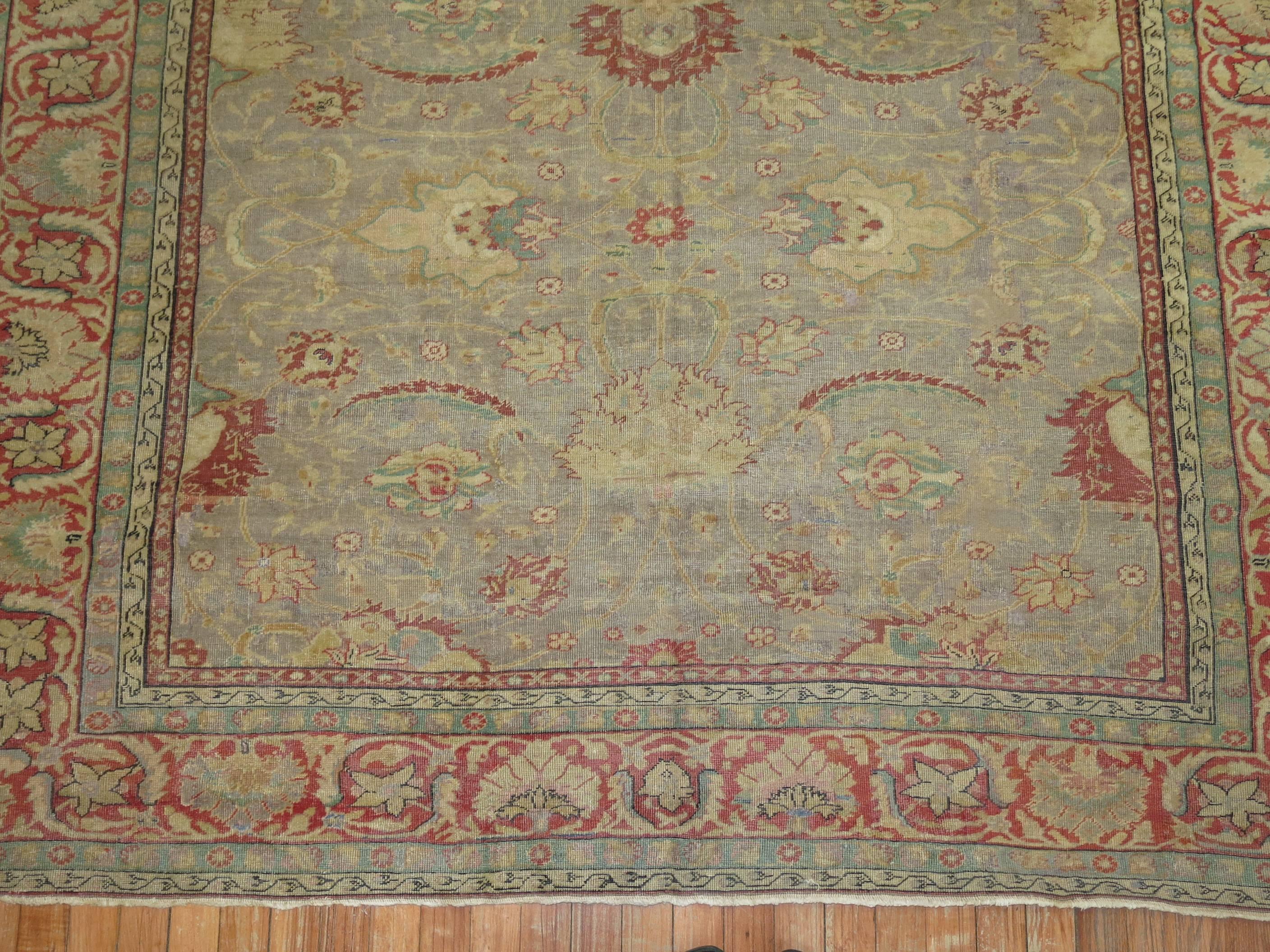 Fine Gray Antique Turkish Sivas Rug  In Good Condition For Sale In New York, NY