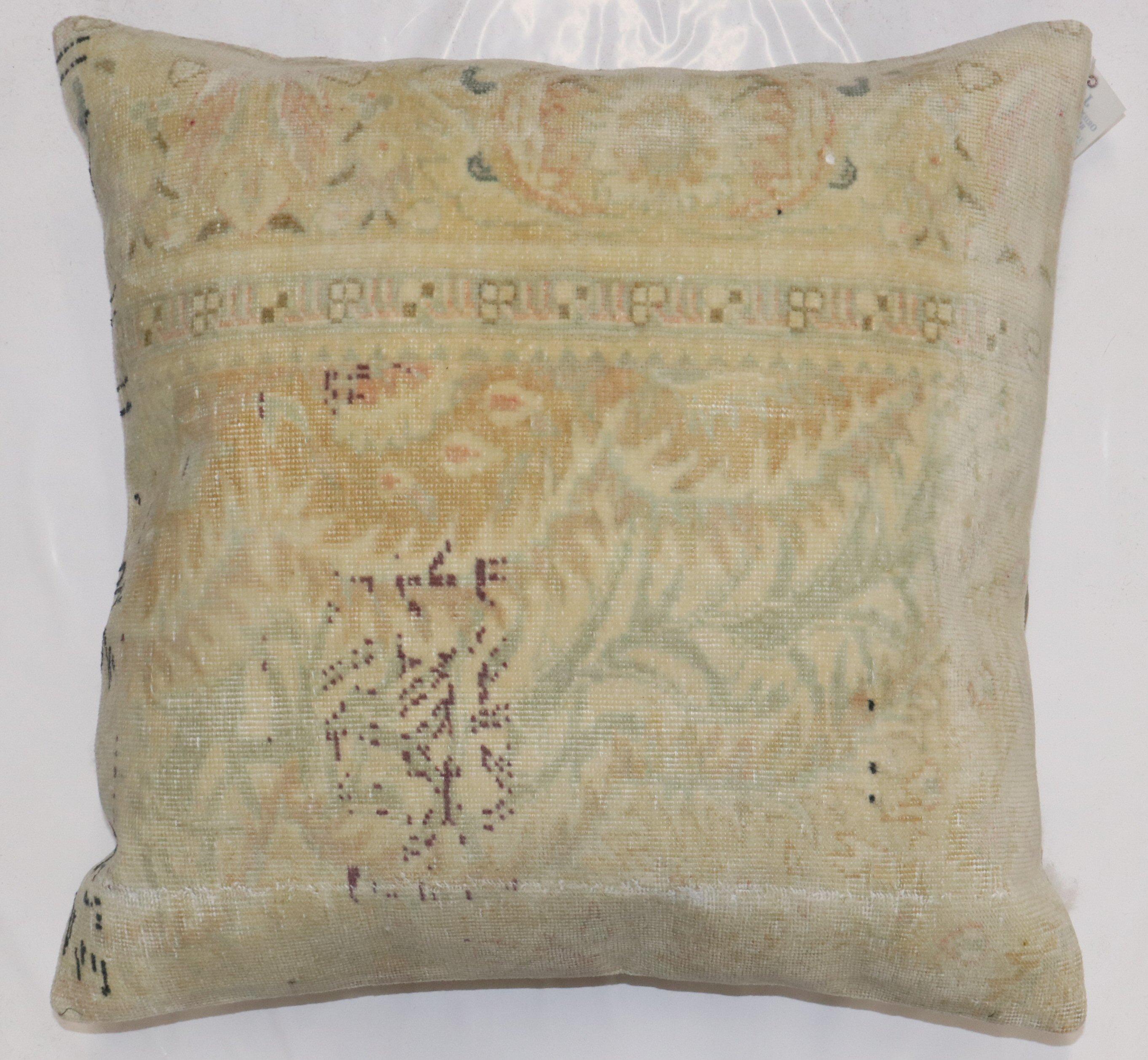 Pillow made from a mid-20th-century Turkish Keysari rug in a bolster size. zipper closure and polyfill insert provided

Measures: 23'' x 23''.