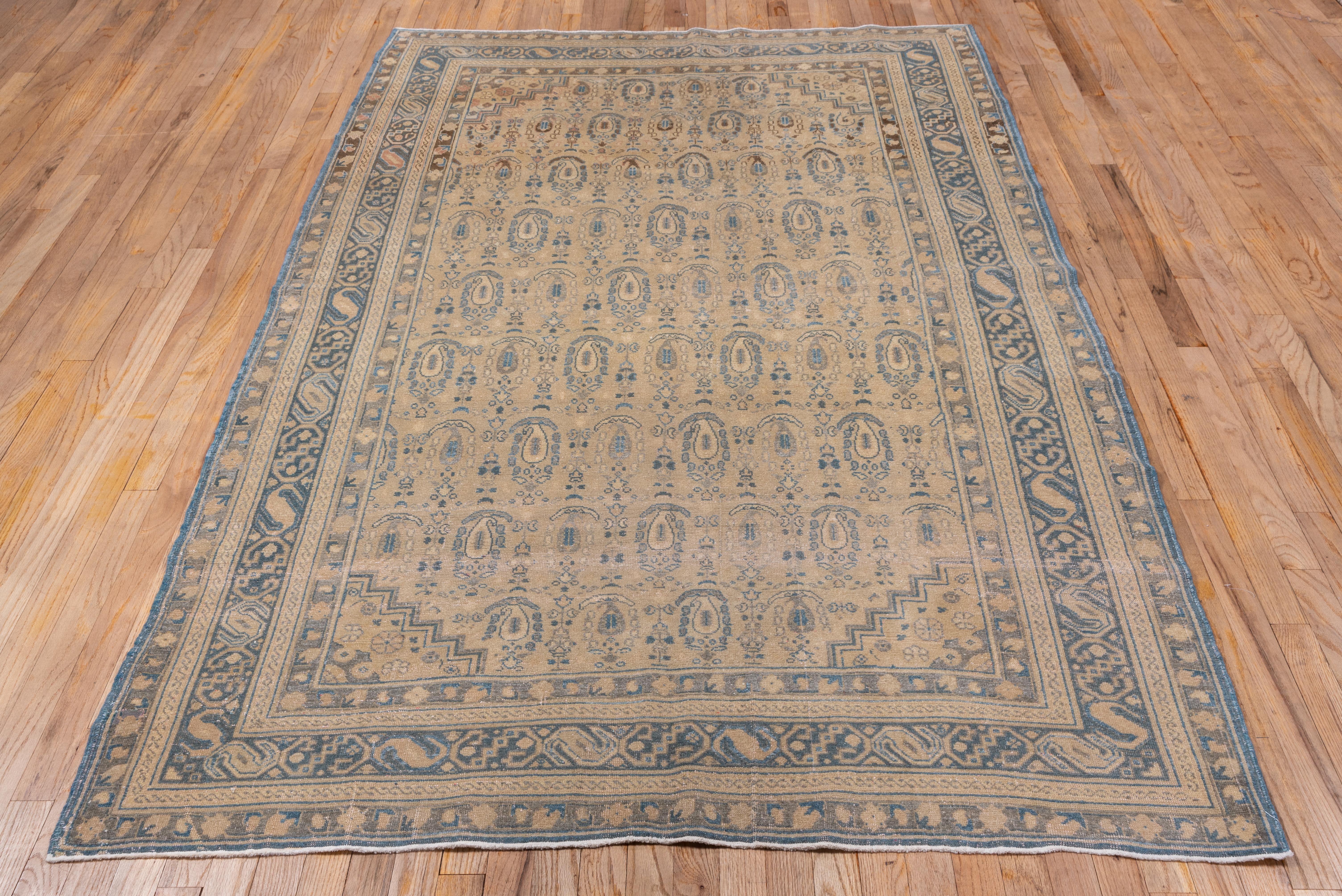 Hand-Knotted Turkish Sivas Rug with Blue Tones For Sale