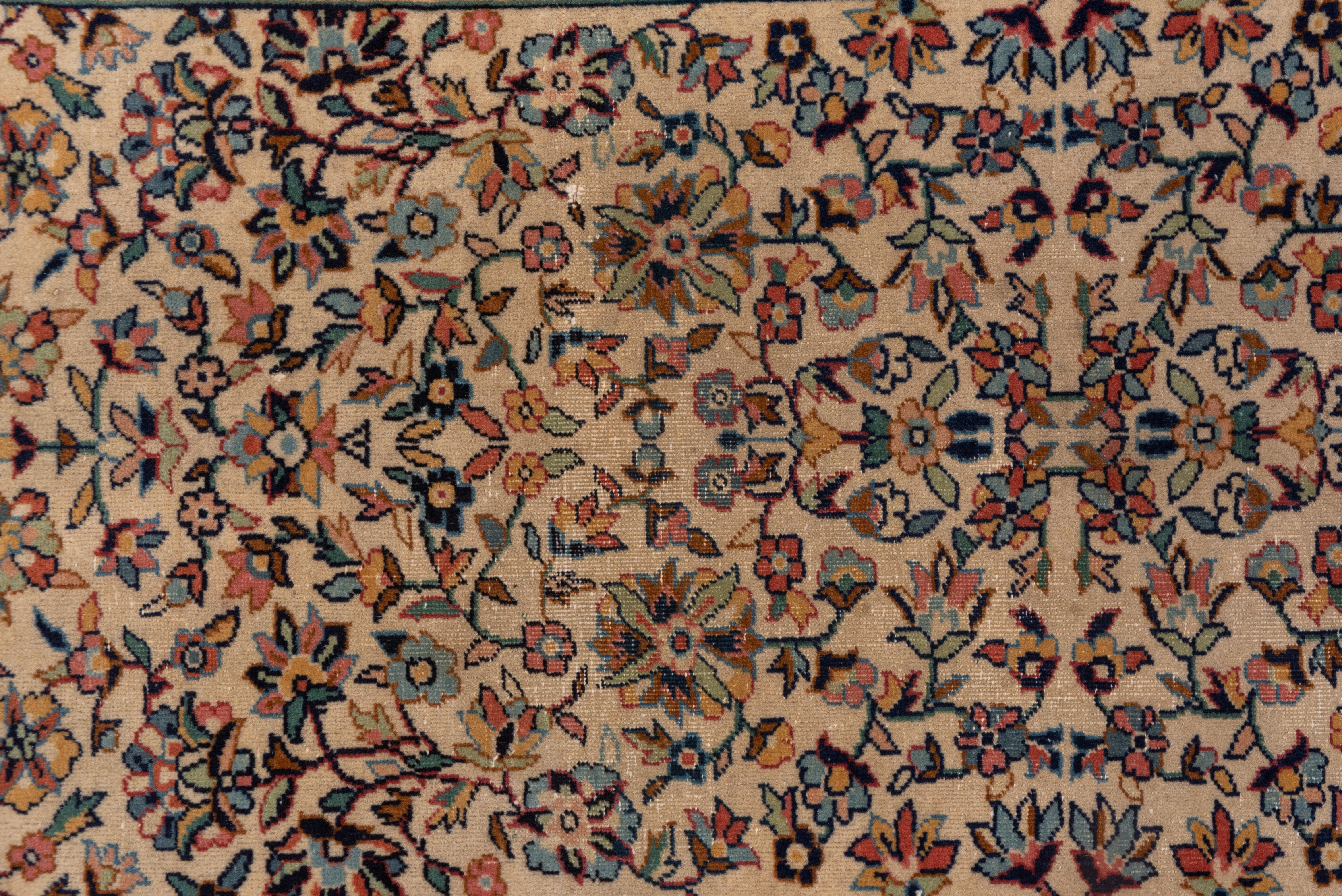 Hand-Knotted Turkish Sivas Scatter Rug, Cream Floral Field, circa 1930s For Sale