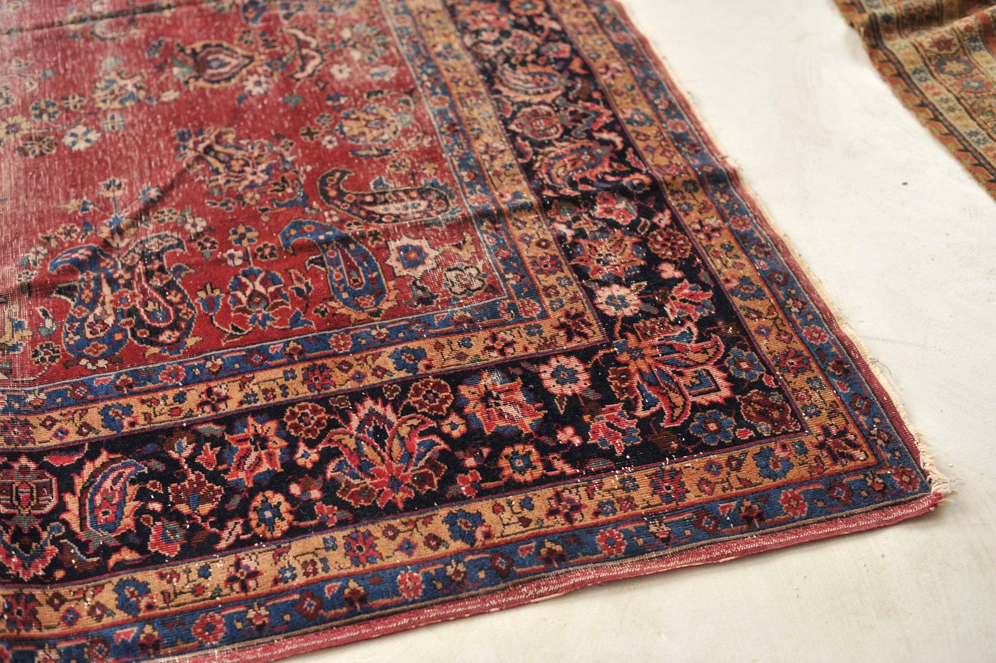 Turkish Sivas with Classical Design in Blush Pink & Navy with Camel Palatial Rug For Sale 6