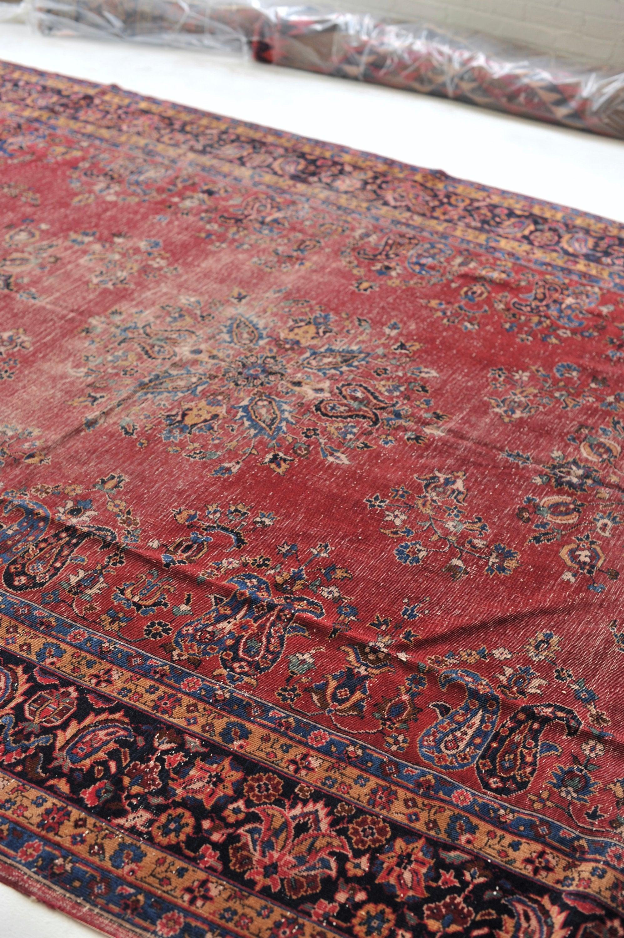 20th Century Turkish Sivas with Classical Design in Blush Pink & Navy with Camel Palatial Rug For Sale