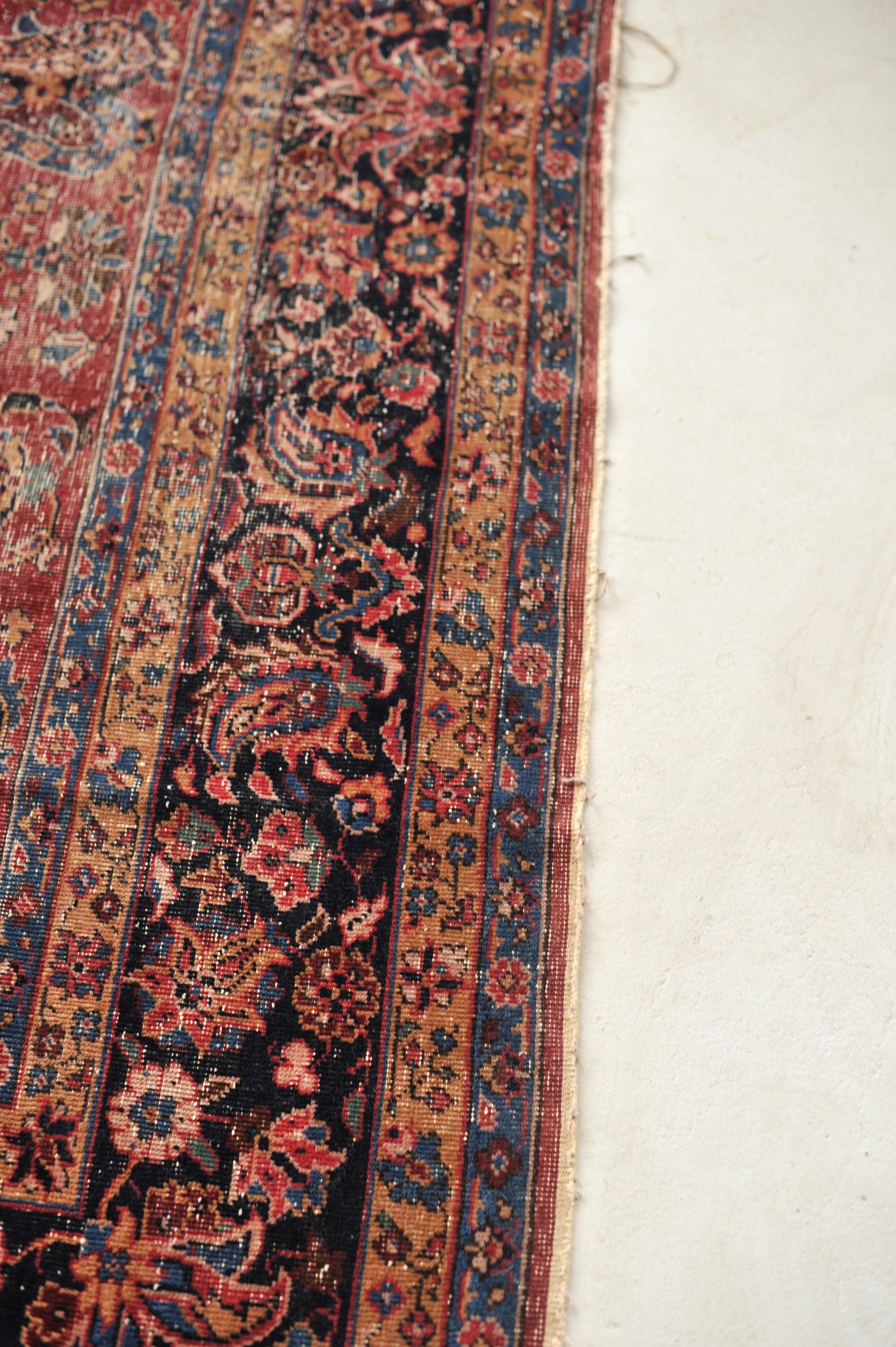 Turkish Sivas with Classical Design in Blush Pink & Navy with Camel Palatial Rug For Sale 1