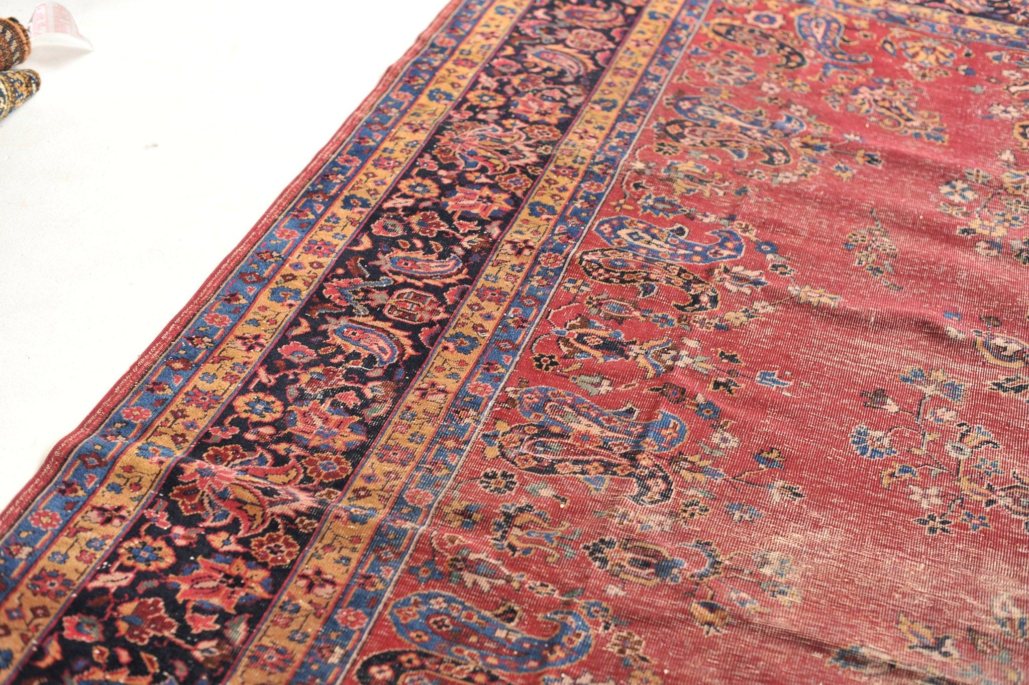 Turkish Sivas with Classical Design in Blush Pink & Navy with Camel Palatial Rug For Sale 2