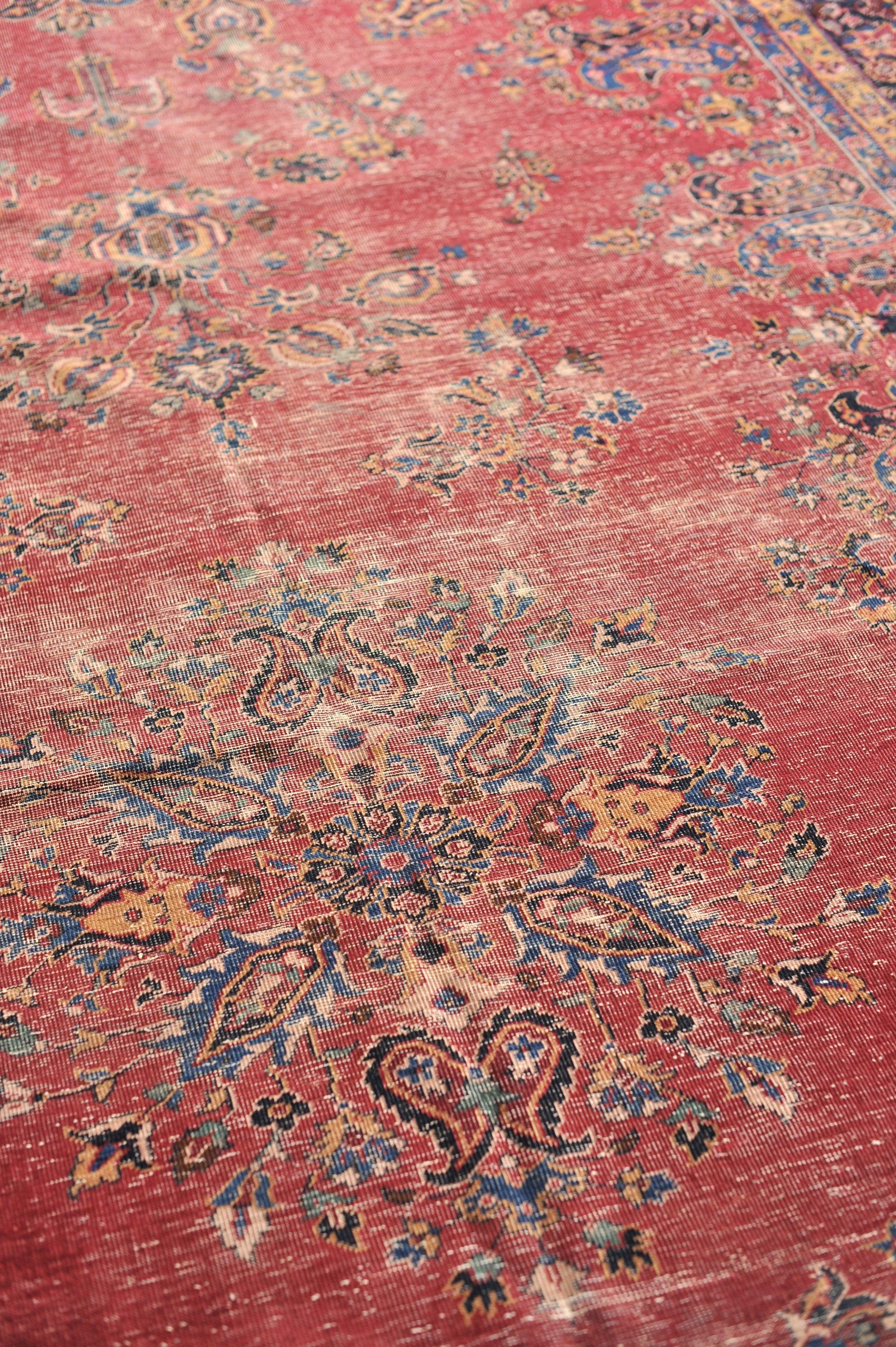 Turkish Sivas with Classical Design in Blush Pink & Navy with Camel Palatial Rug For Sale 3