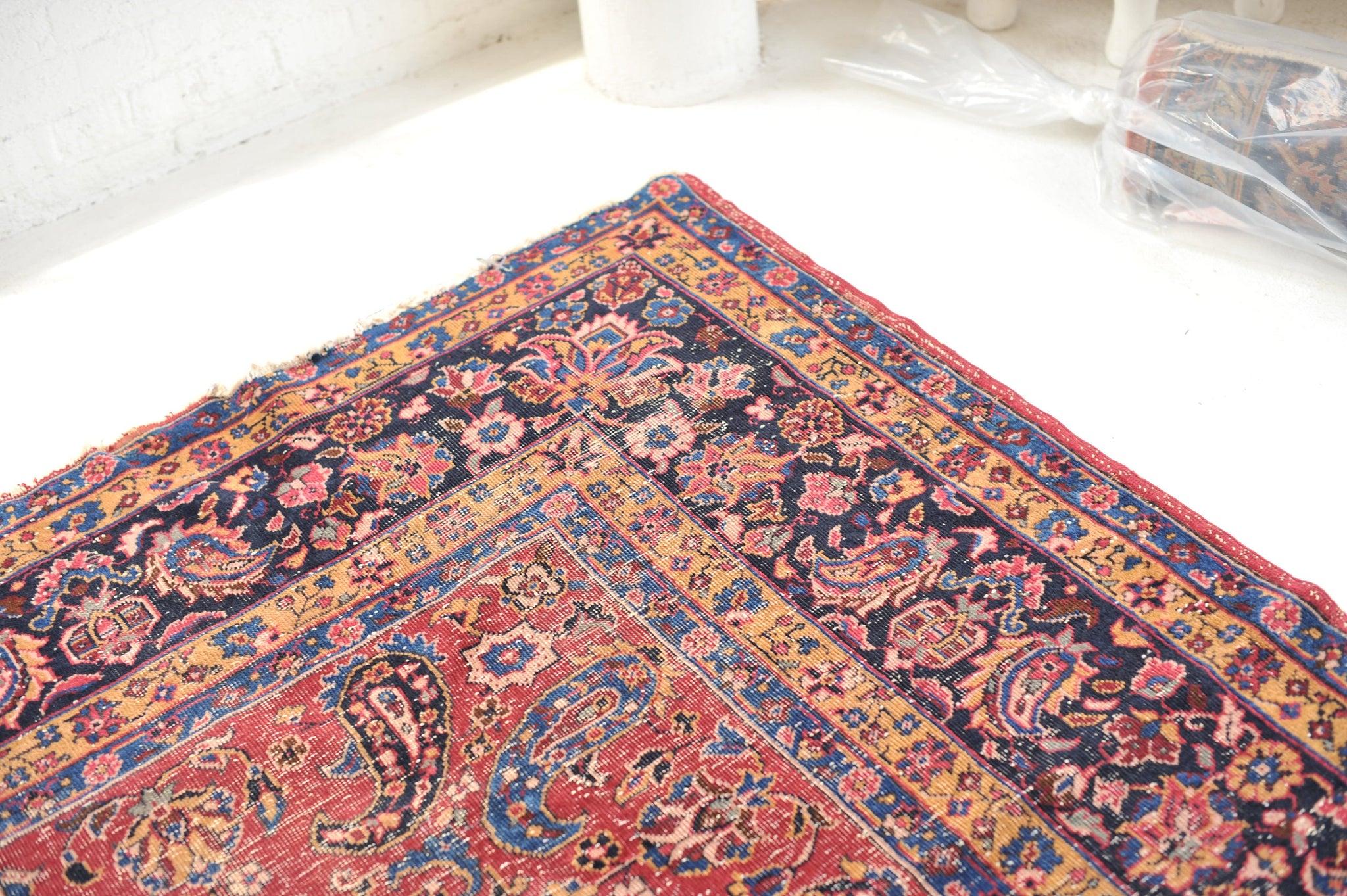 Turkish Sivas with Classical Design in Blush Pink & Navy with Camel Palatial Rug For Sale 4