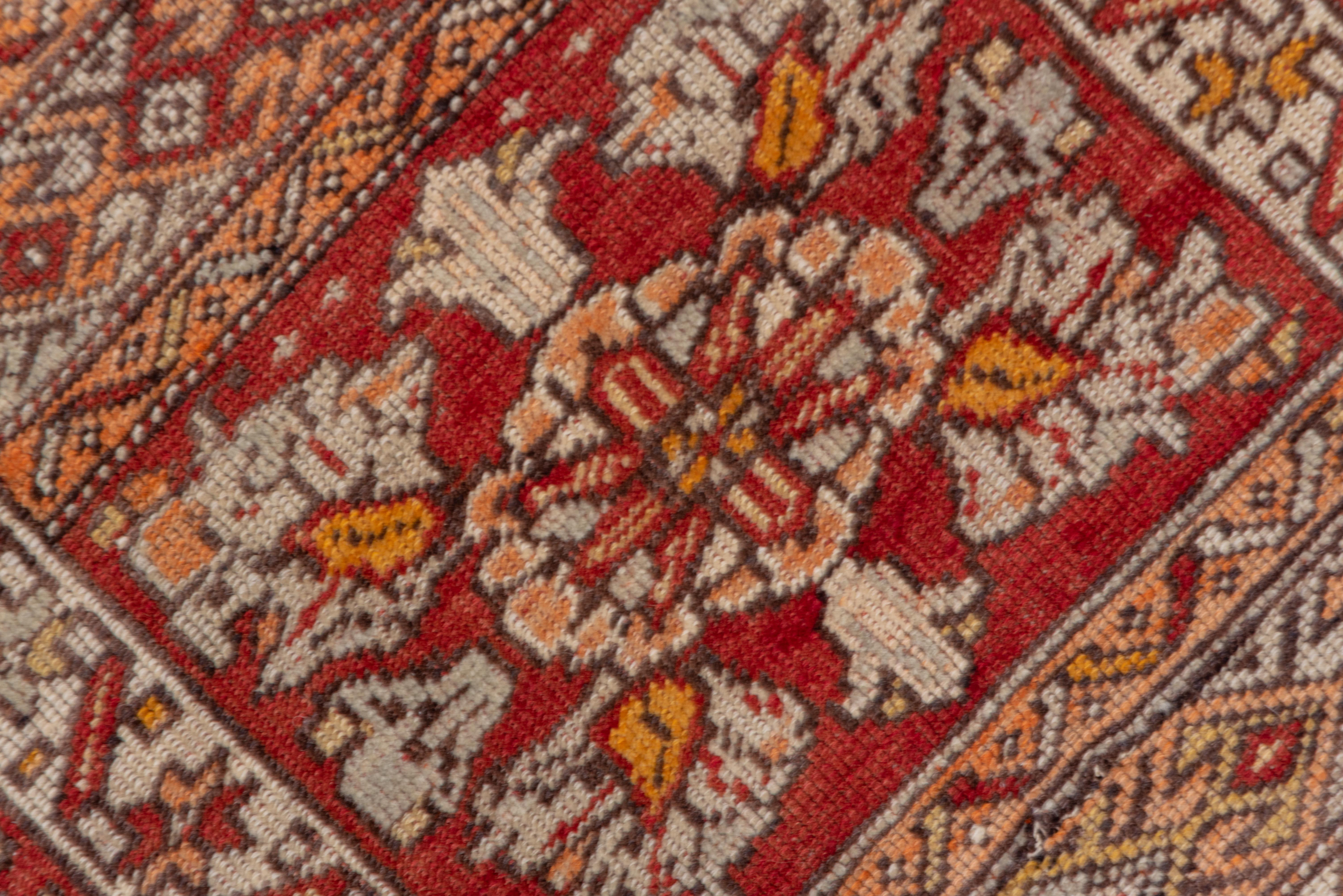 Mid-20th Century Turkish Sivas with Red Family Colors in Geometric Pattern For Sale