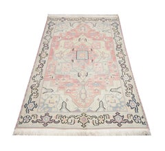 Turkish Soumak Rug Handwoven Kilims Carpet Cream Pastel Coloured Kilim Rug