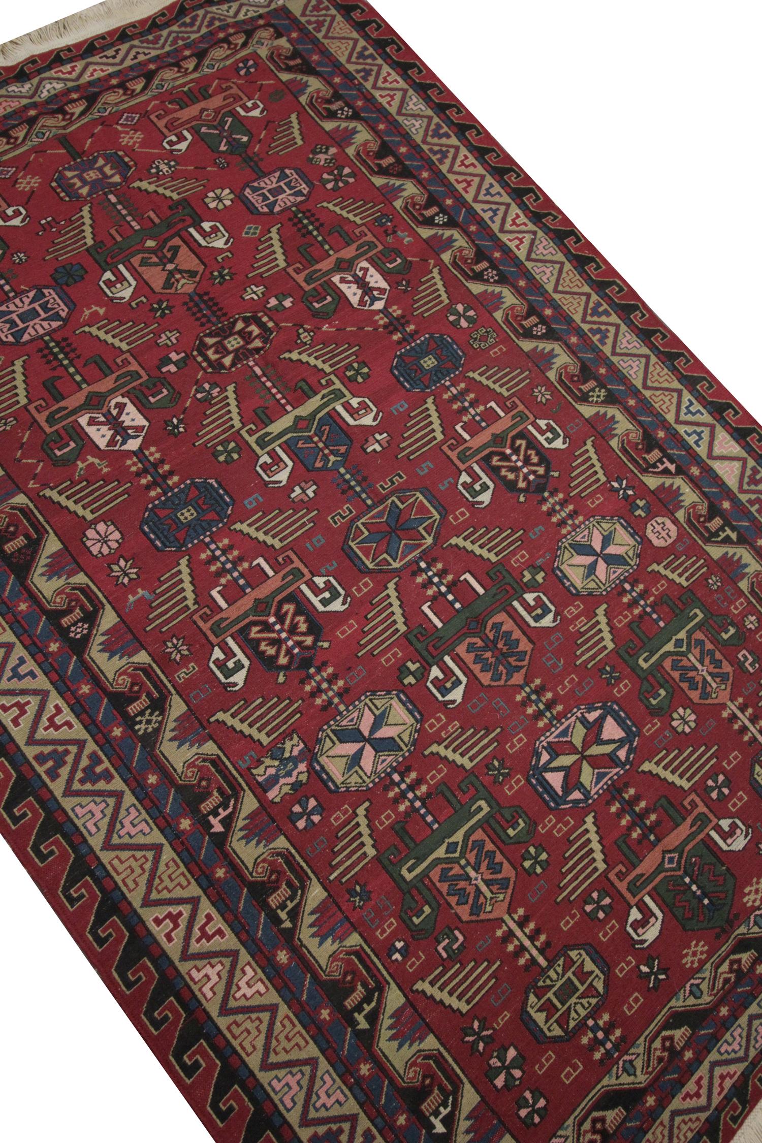 Tribal Turkish Soumakh Rug Handwoven Flat Weave Carpet Kilim Rug For Sale